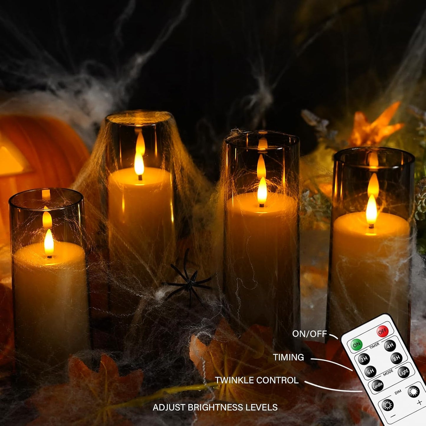kakoya Flickering Flameless Candles Battery Operated with Remote and 2/4/6/8 H Timer Plexiglass Led Pillar Candles Pack