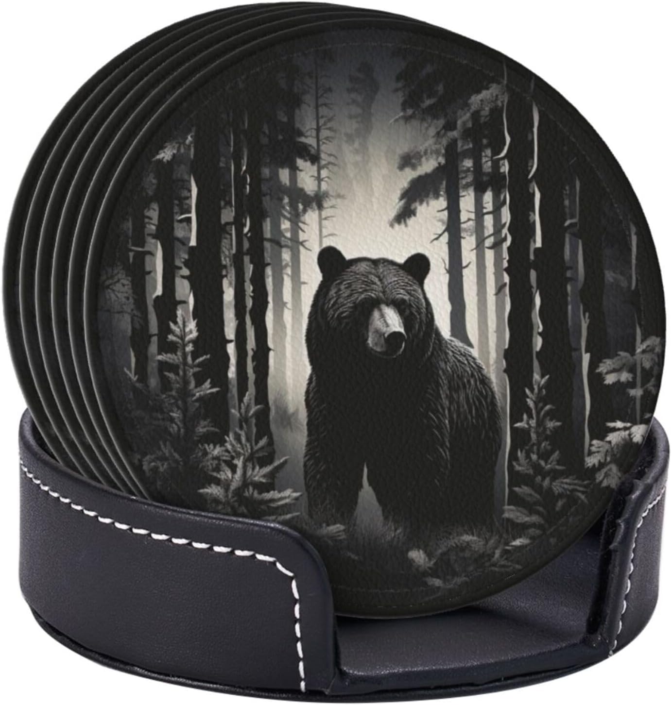 Holder Coaster Sets Drink Table Cup Coasters / Black / Set of 6