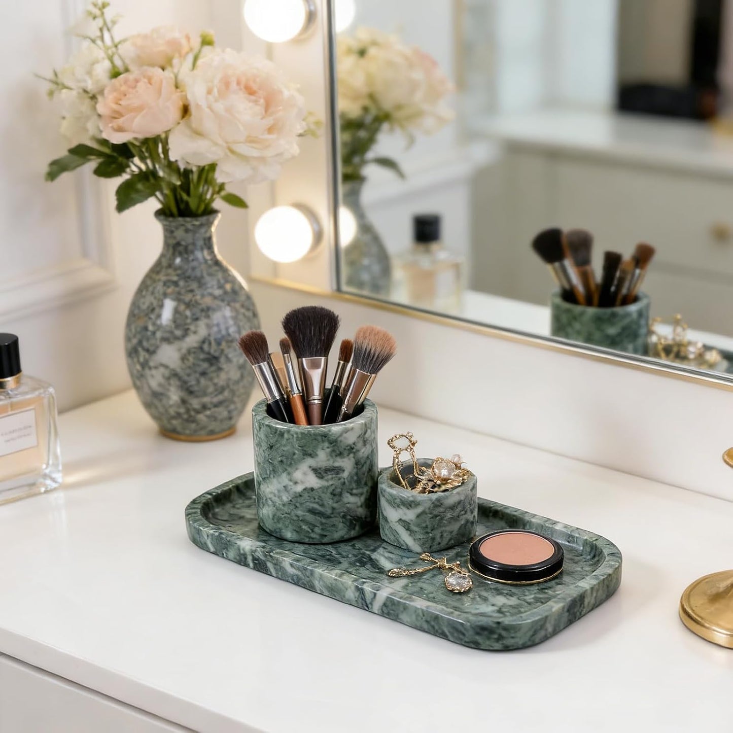 Marble Tray / Marble Vanity Tray / 10 x 4.72 / Verde Alpi