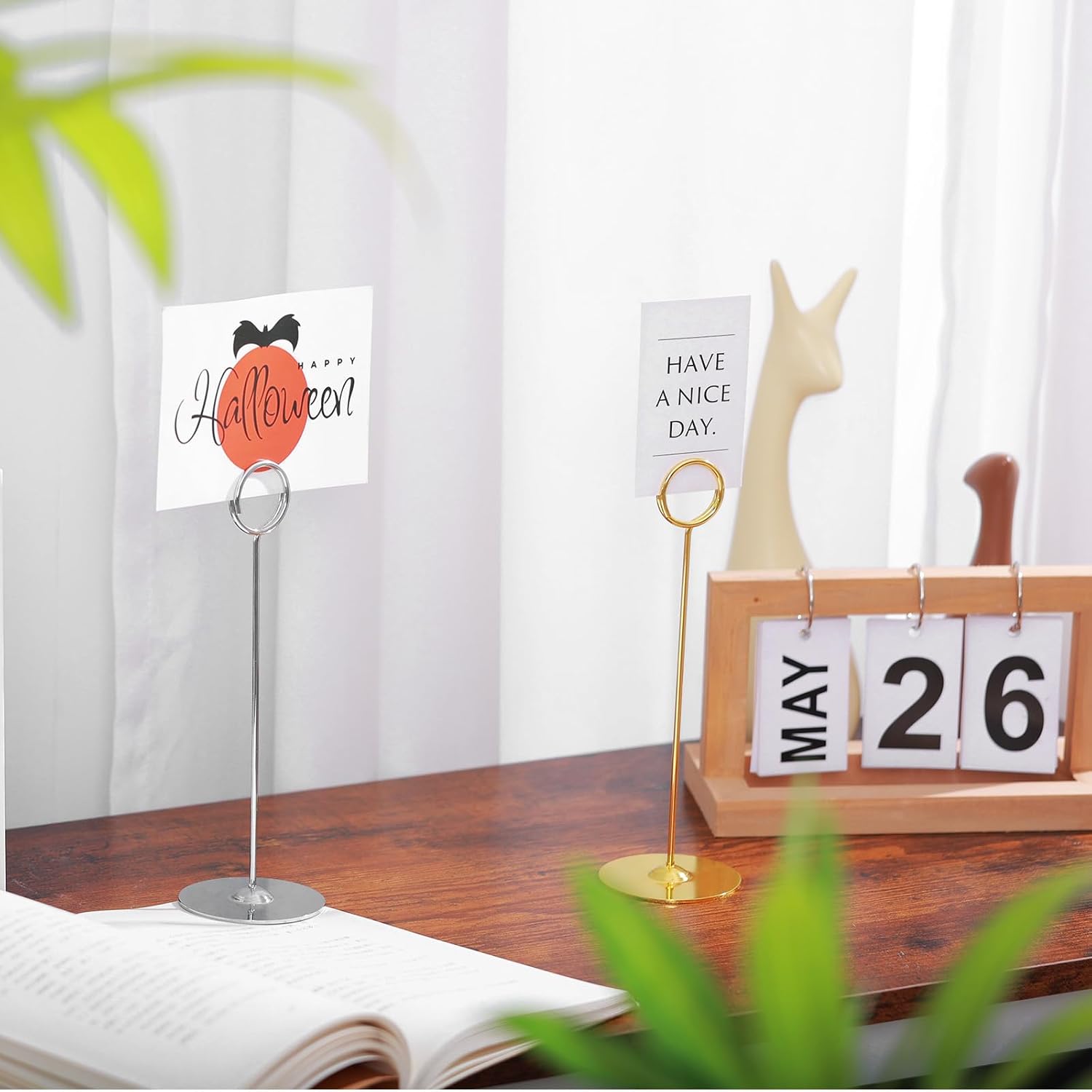 Urban Deco 16 Pieces Table Card Holder 8 inches Table Number Holders Place Steel Card Holders for Photos, Food Signs