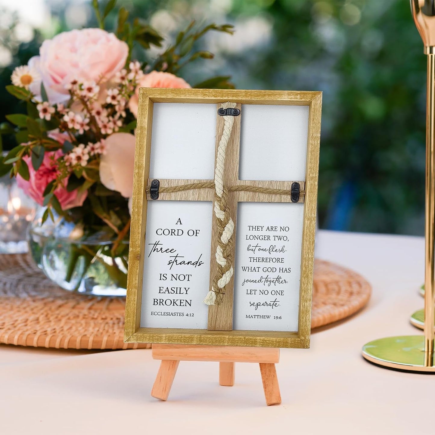 A Cord of Three Strands Wedding Sign " Three Strands Braid / 15"L x 10"W / Cross Sign-wood / 15 x 10