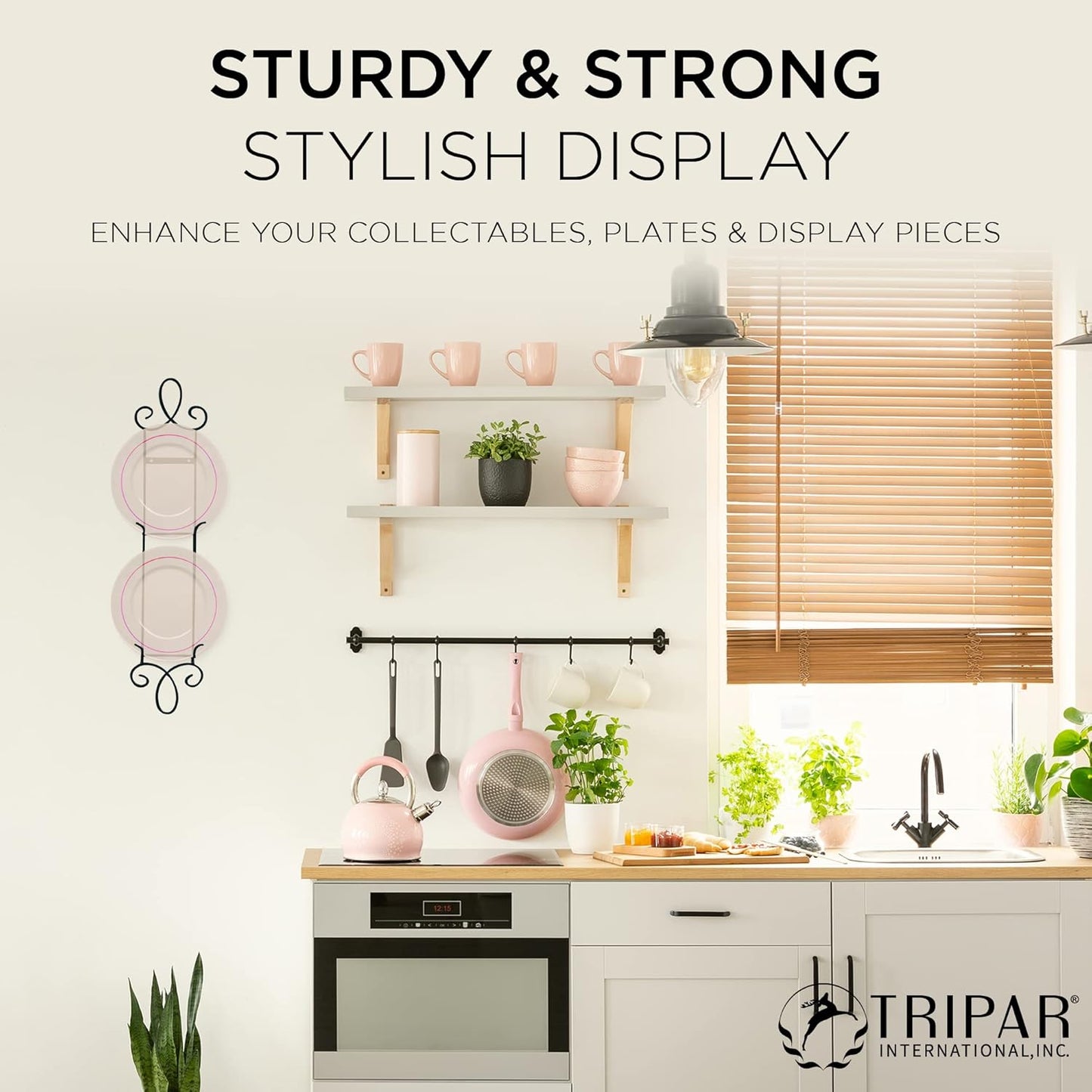 TRIPAR Augusta Narrow Vertical Plate Rack, Black Display (2 Tiers) - Lightweight & Durable - Contains 2 Non-Adjustable