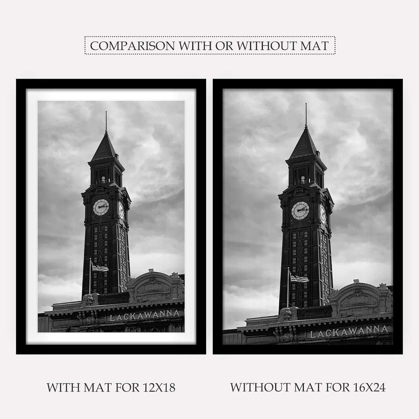Wiscet 16x24 Picture Frame Set of 3, for Wall Gallery Photo Frames, Black | Display Pictures 12x18 with Mat or 16 x 24
