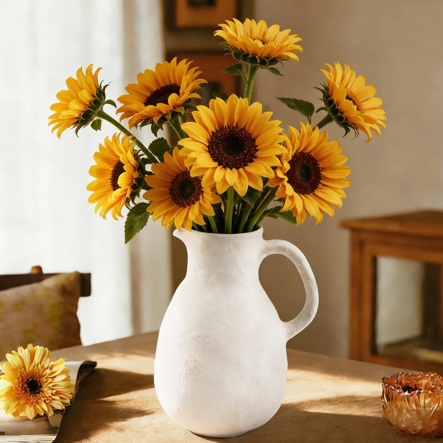Ceramic Flower Vase Farmhouse Vase / White / 8 Inch