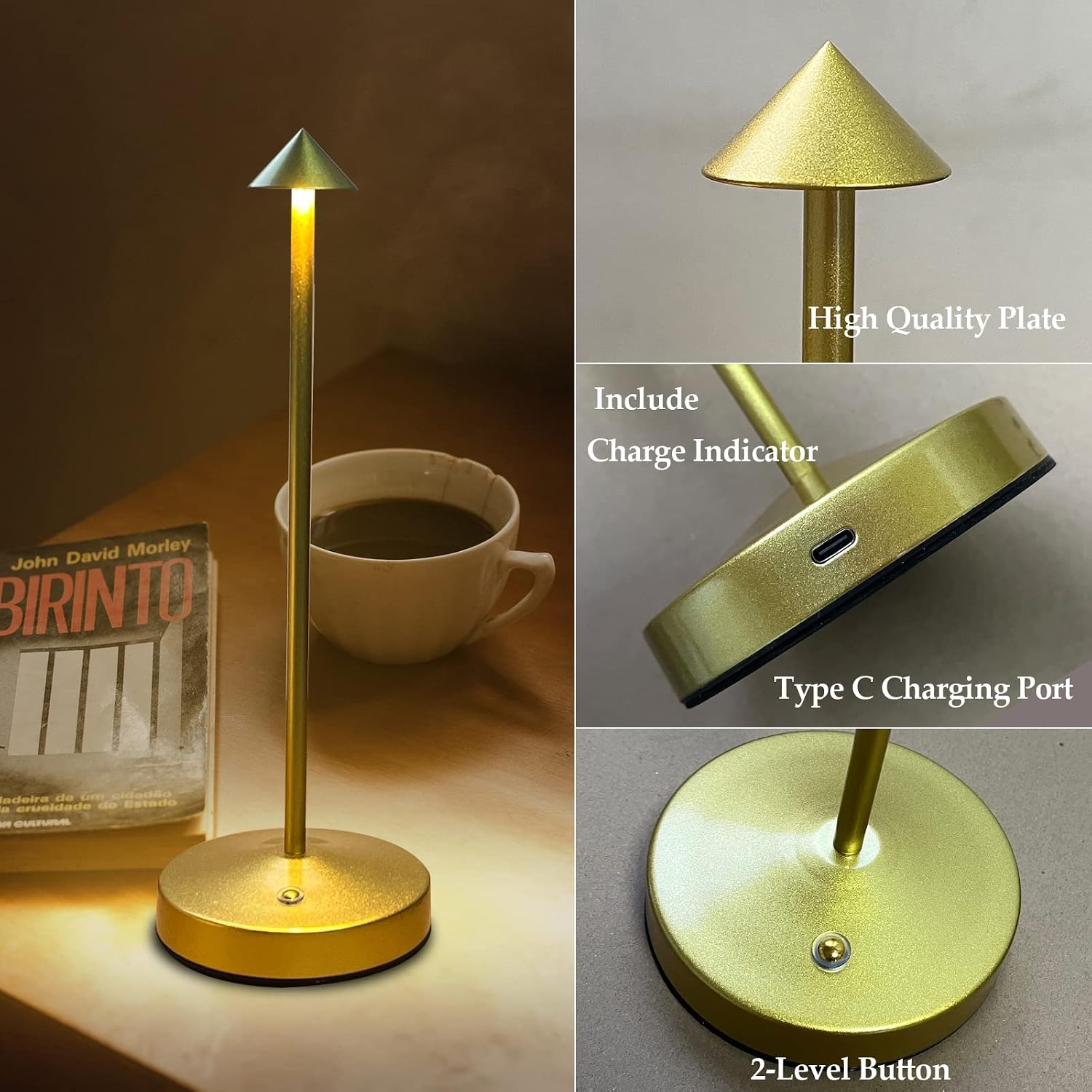 Rechargeable Cordless Lamps,3000mAh Battery Operated Table Lamp,Portable LED Touch 2 Levels Brightness Dimmable Bar