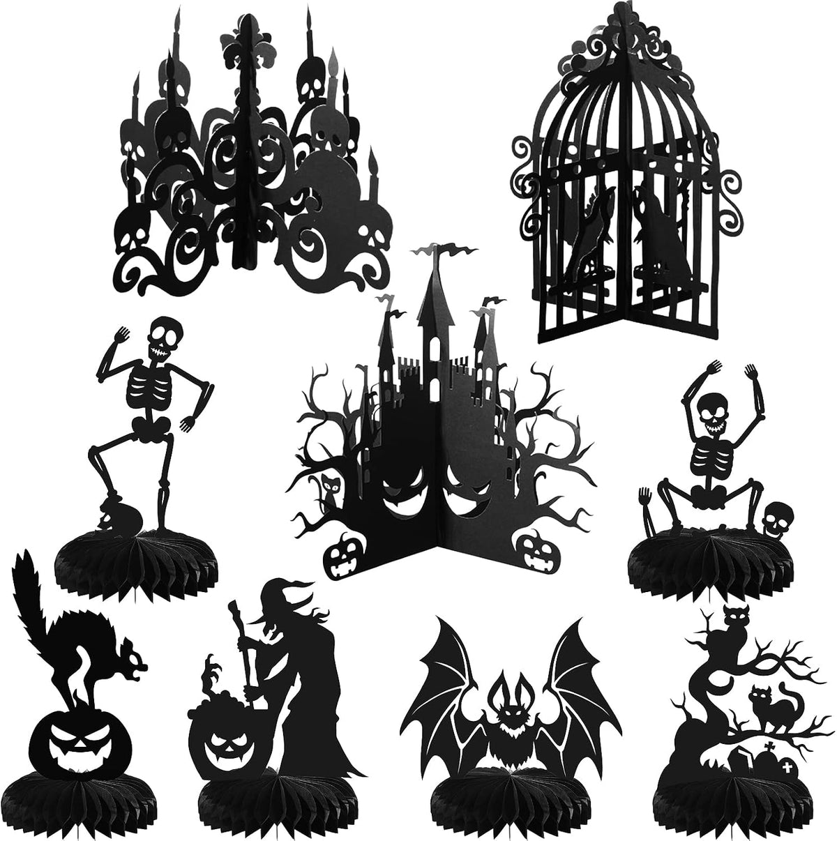 Funrous 9 Pcs Halloween Table Centerpieces Decorations Honeycomb Gothic