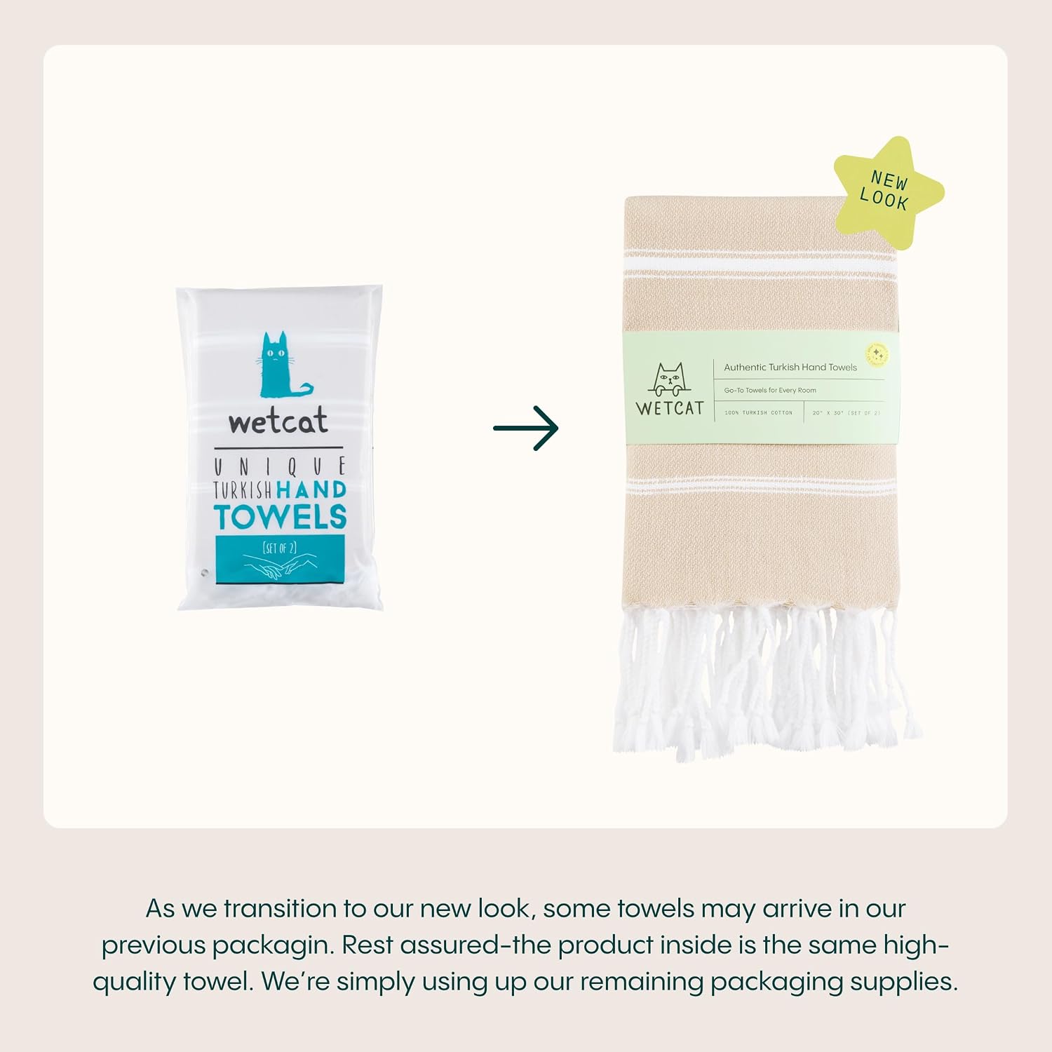 Turkish Hand Towels with Hanging Loop, Set of 2 (20" x 30") 100% Turkish Cotton, Pre-Washed, Quick Drying, for Kitchen