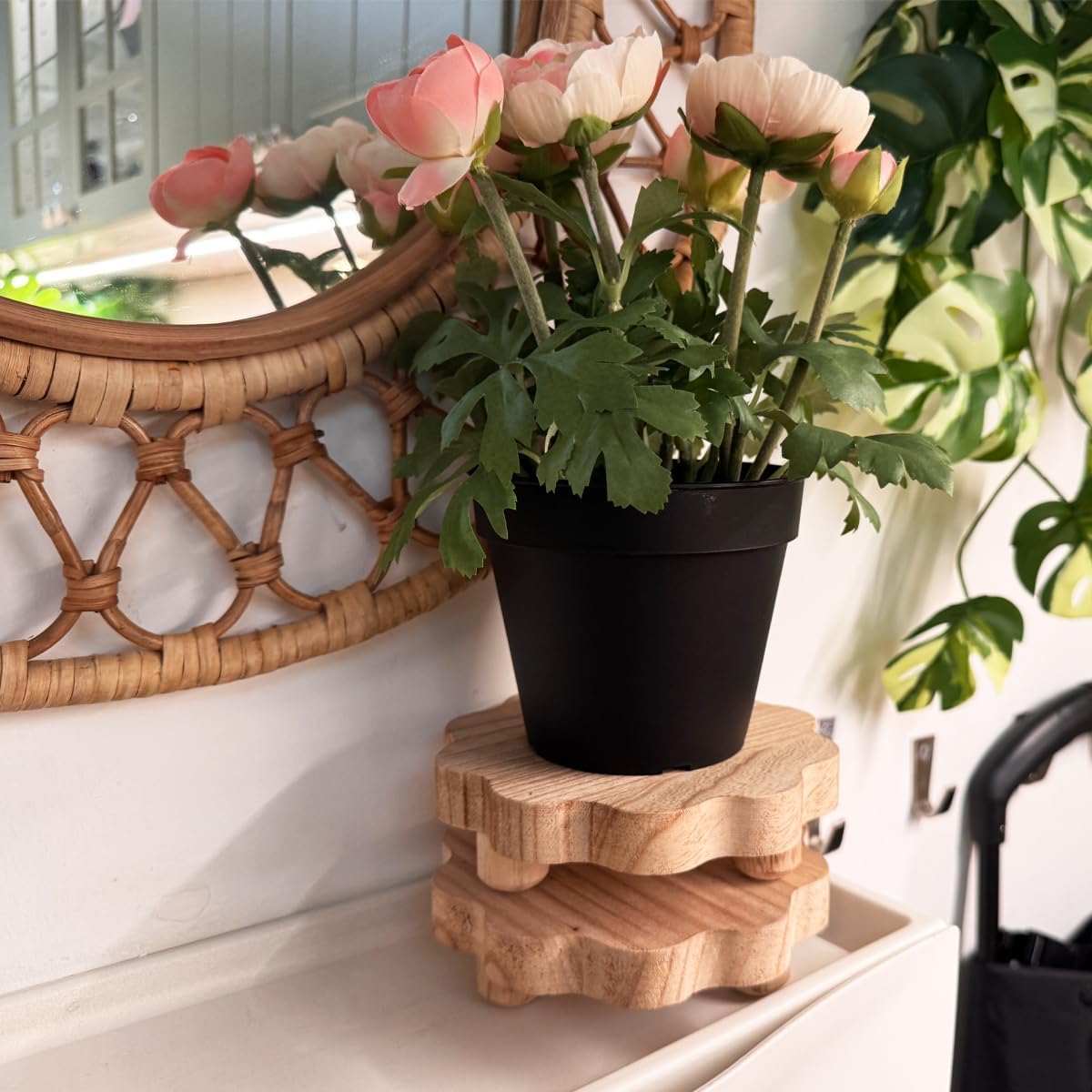 Wooden Stands / Removable Feet Farmhouse Rustic Decor / Light Brown / 5.9 Inch / Set of 3