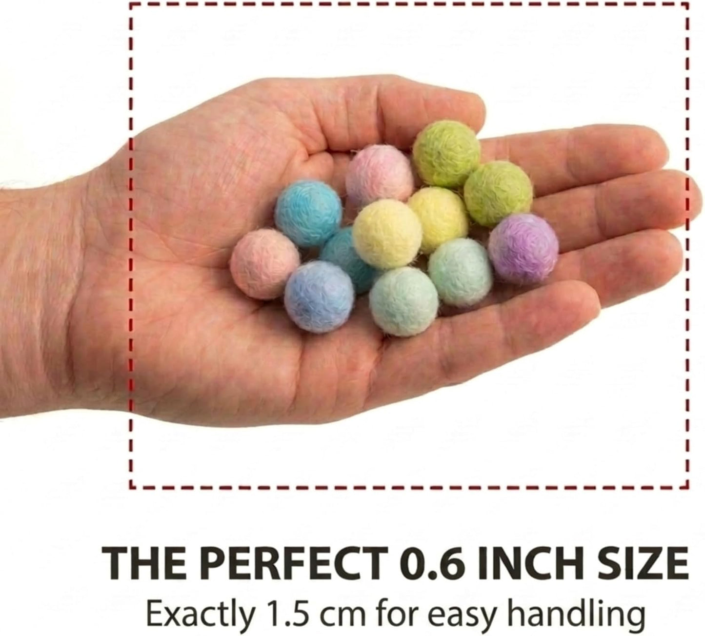 Glaciart One Felt Pom Poms, Wool Balls (240 Pieces) 1.5 cm – 0.6 Inch, Handmade Felted 40 Color (Red, Pink, Blue