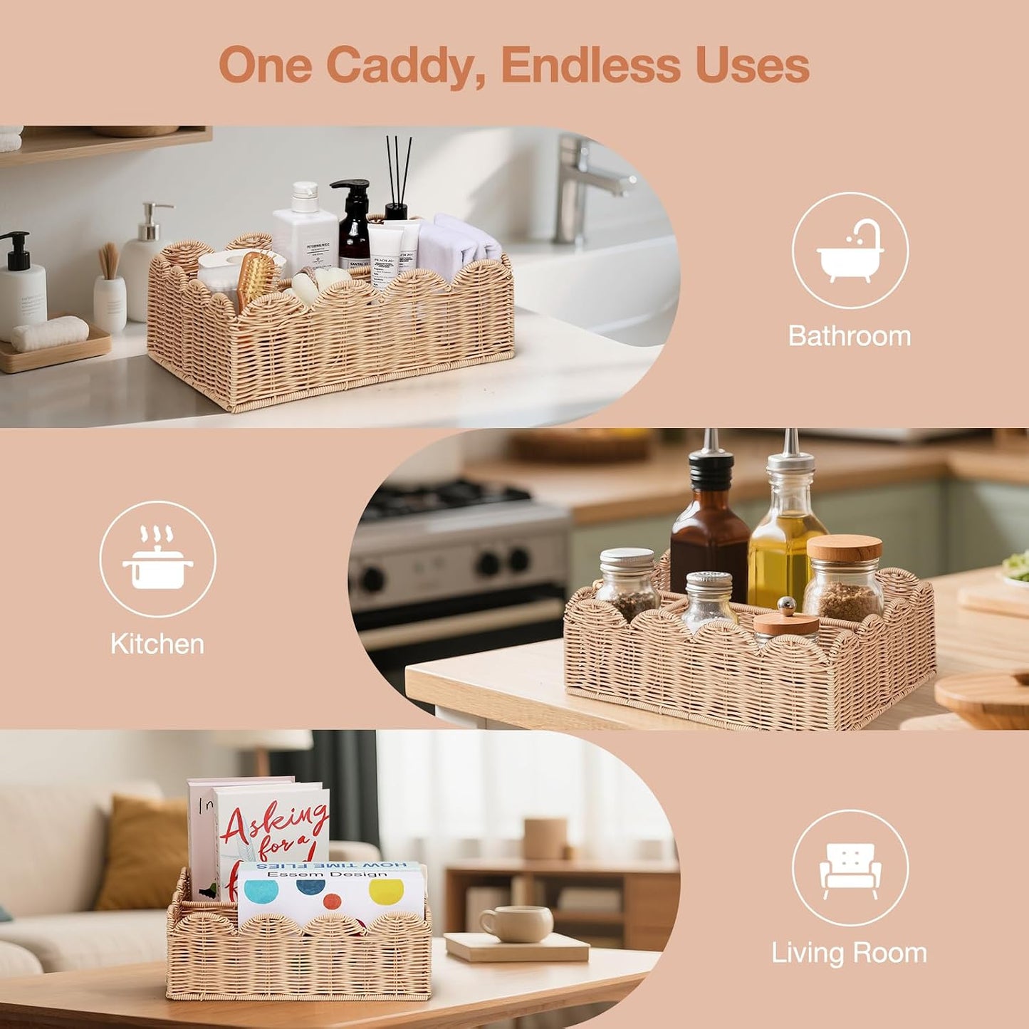 Wicker Diaper Caddy Organizer / Natural / L