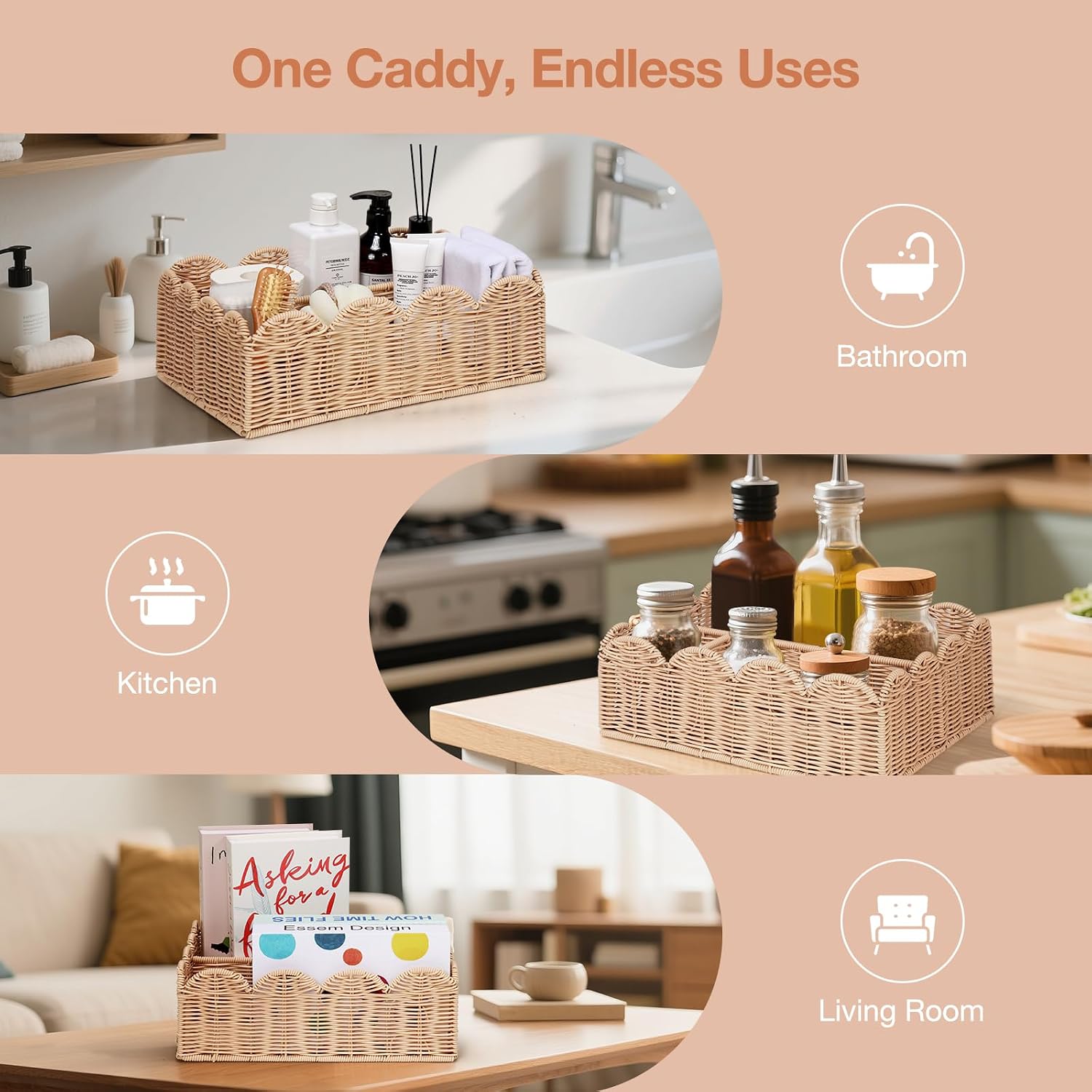 Wicker Diaper Caddy Organizer / Natural / L