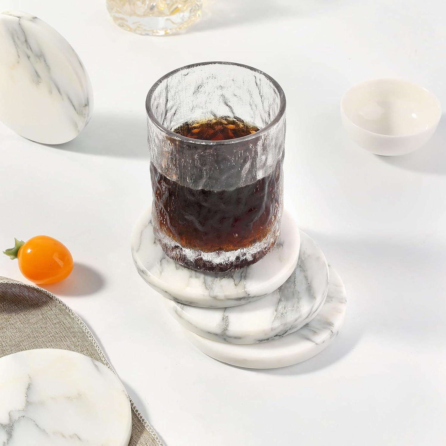 Aesthetic Modern Drink / Arabescato White / Set of 6