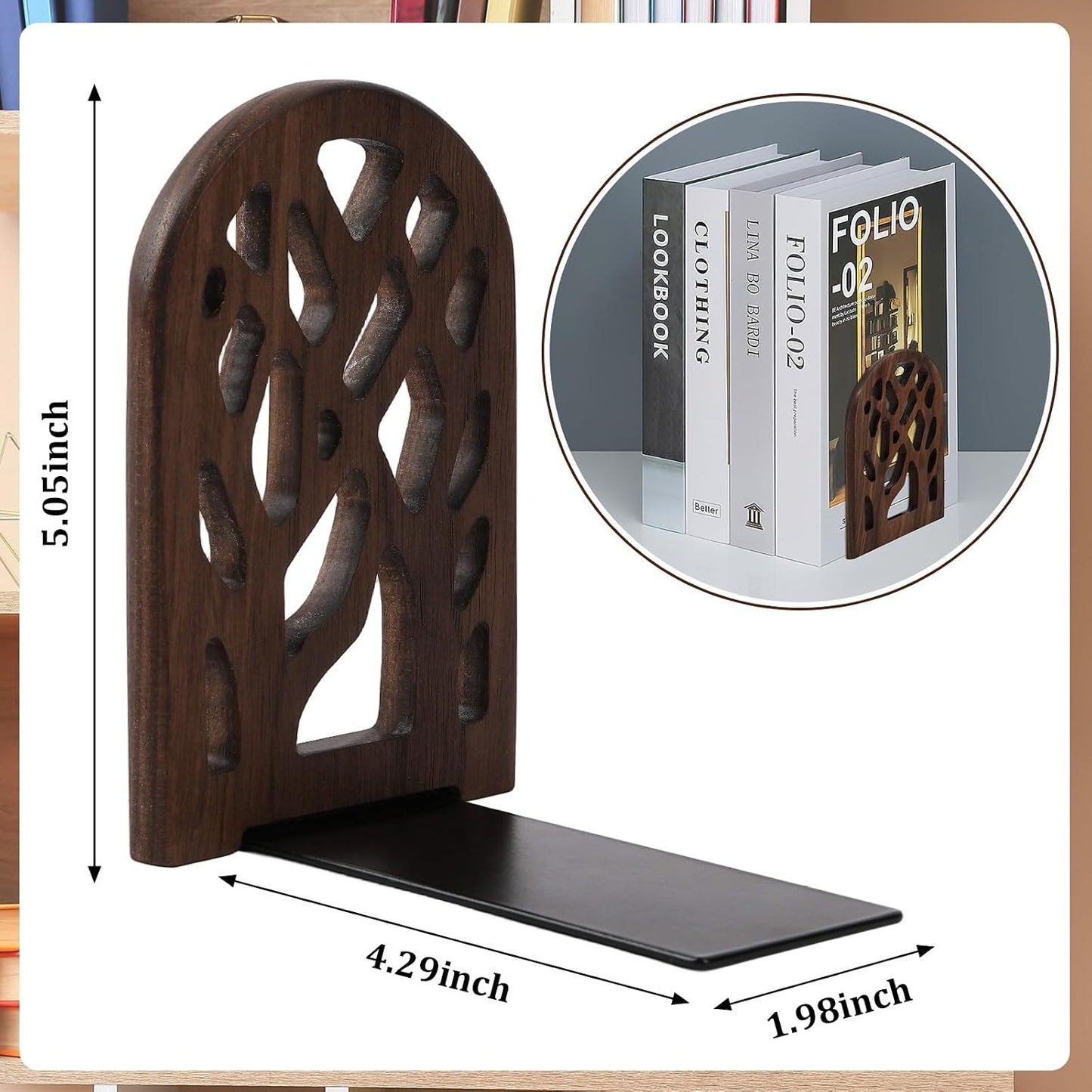Wood Tree Book Ends / Set of 2