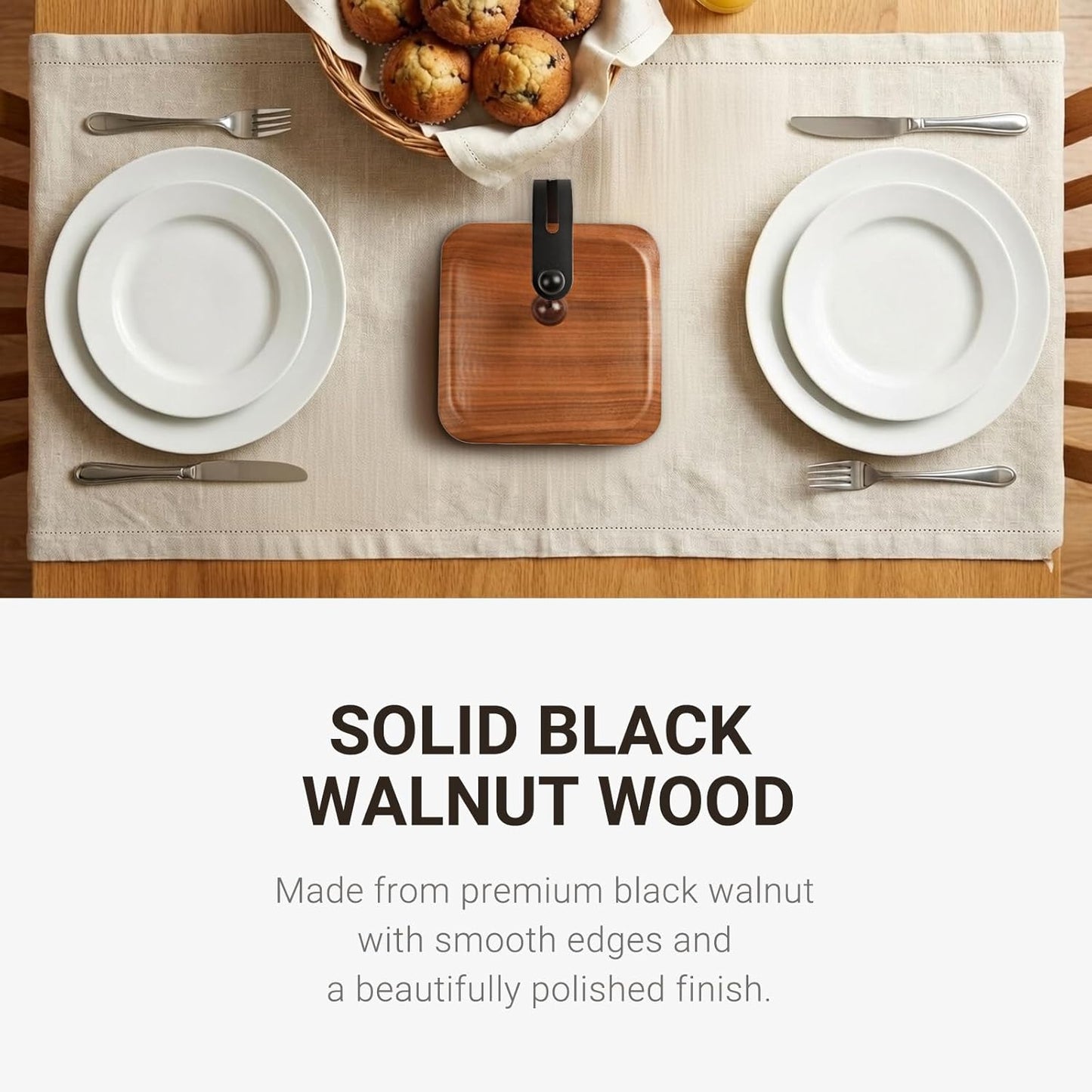 Modern Table Napkin Holder in Solid Walnut Wood / Black