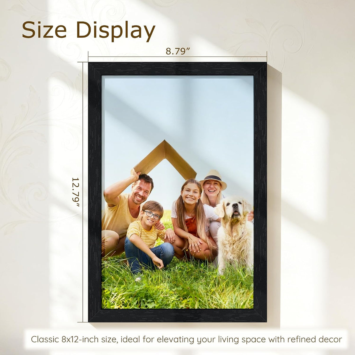 Wiscet 8x12 Picture Frame Set of 16, Black Woodgrain | Photo Frame with HD Plexiglass, for Wall or Tabletop Display