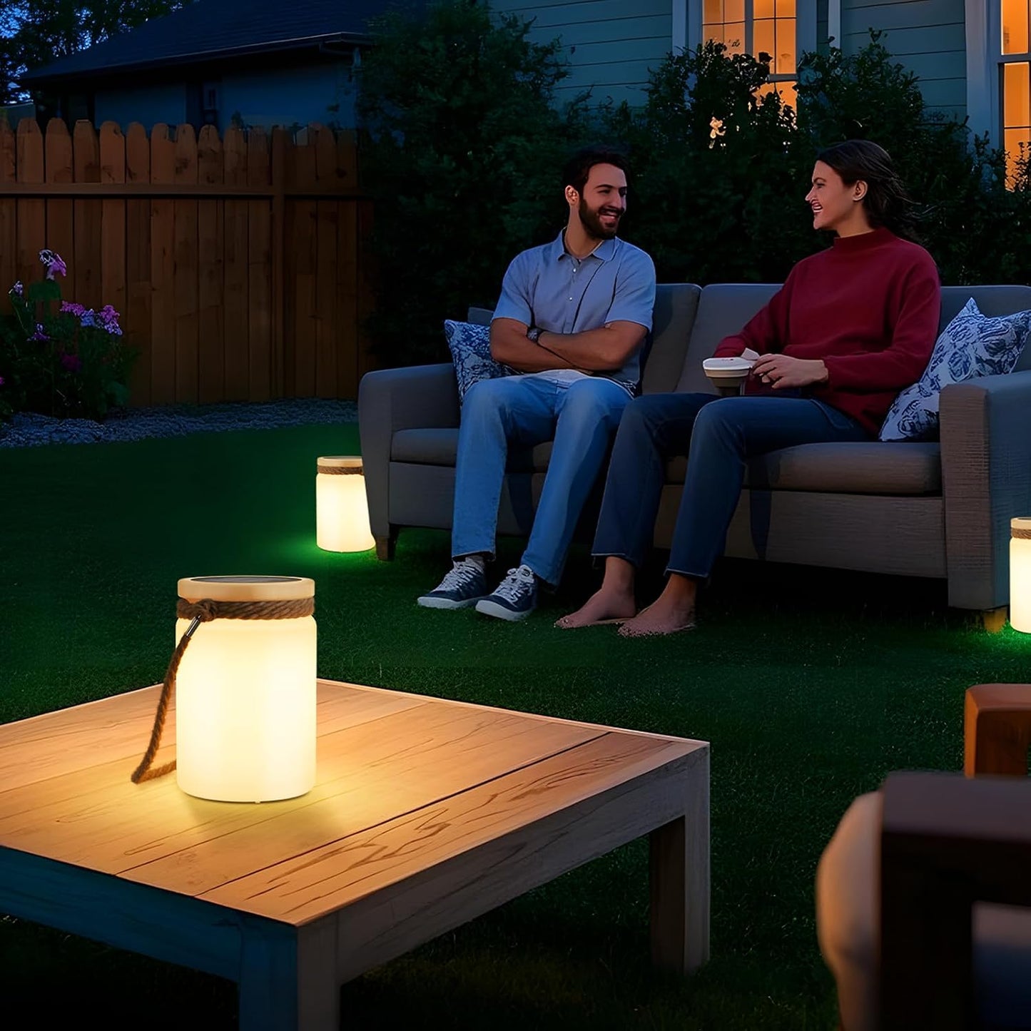 uuffoo Solar Table Lamp Lantern Waterproof Outdoor Cordless | IP44 RGB and Warm White Dimmable for Patio Camping