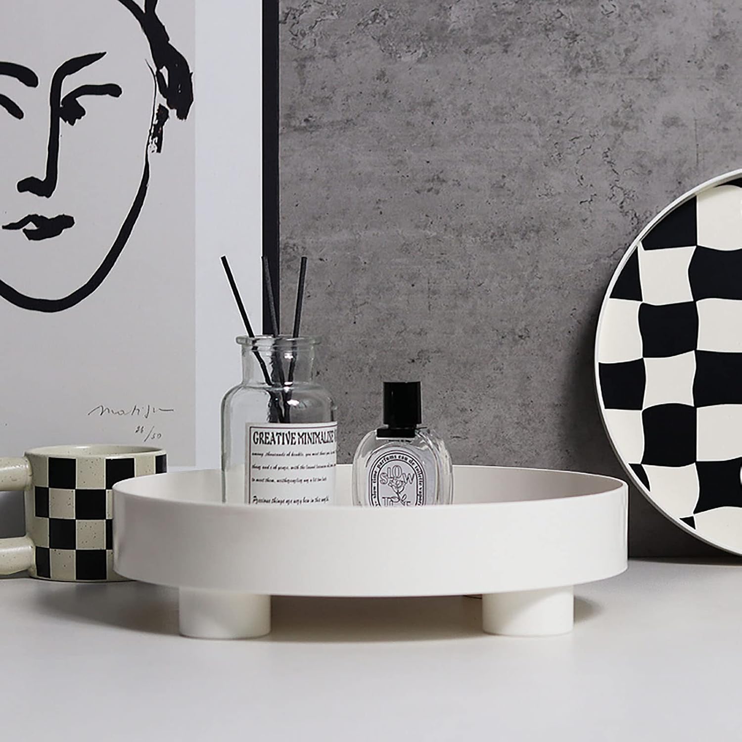 Round Storage Tray / White, Small