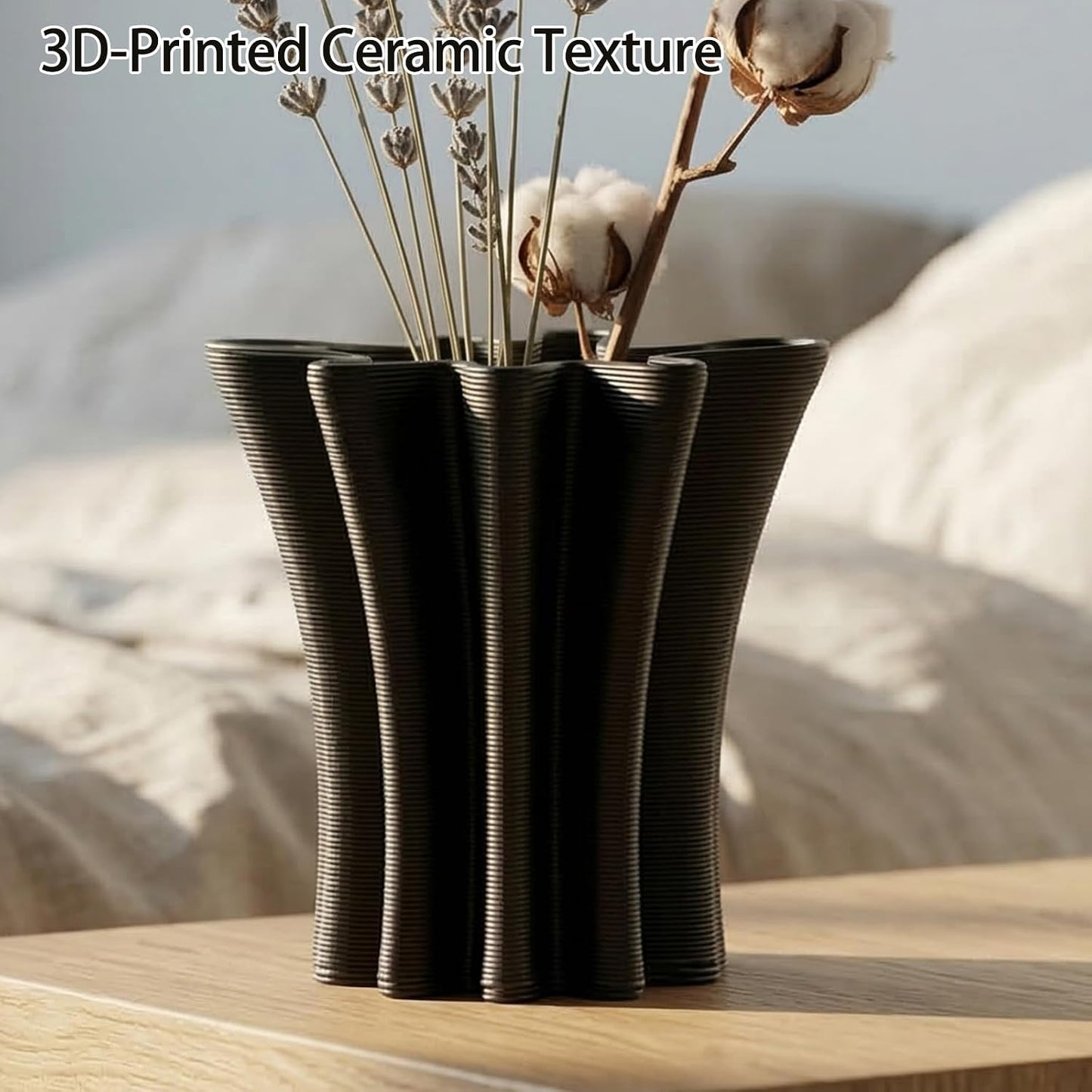 Contemporary Black Ceramic Vase / Black-d, 5.5 Inch
