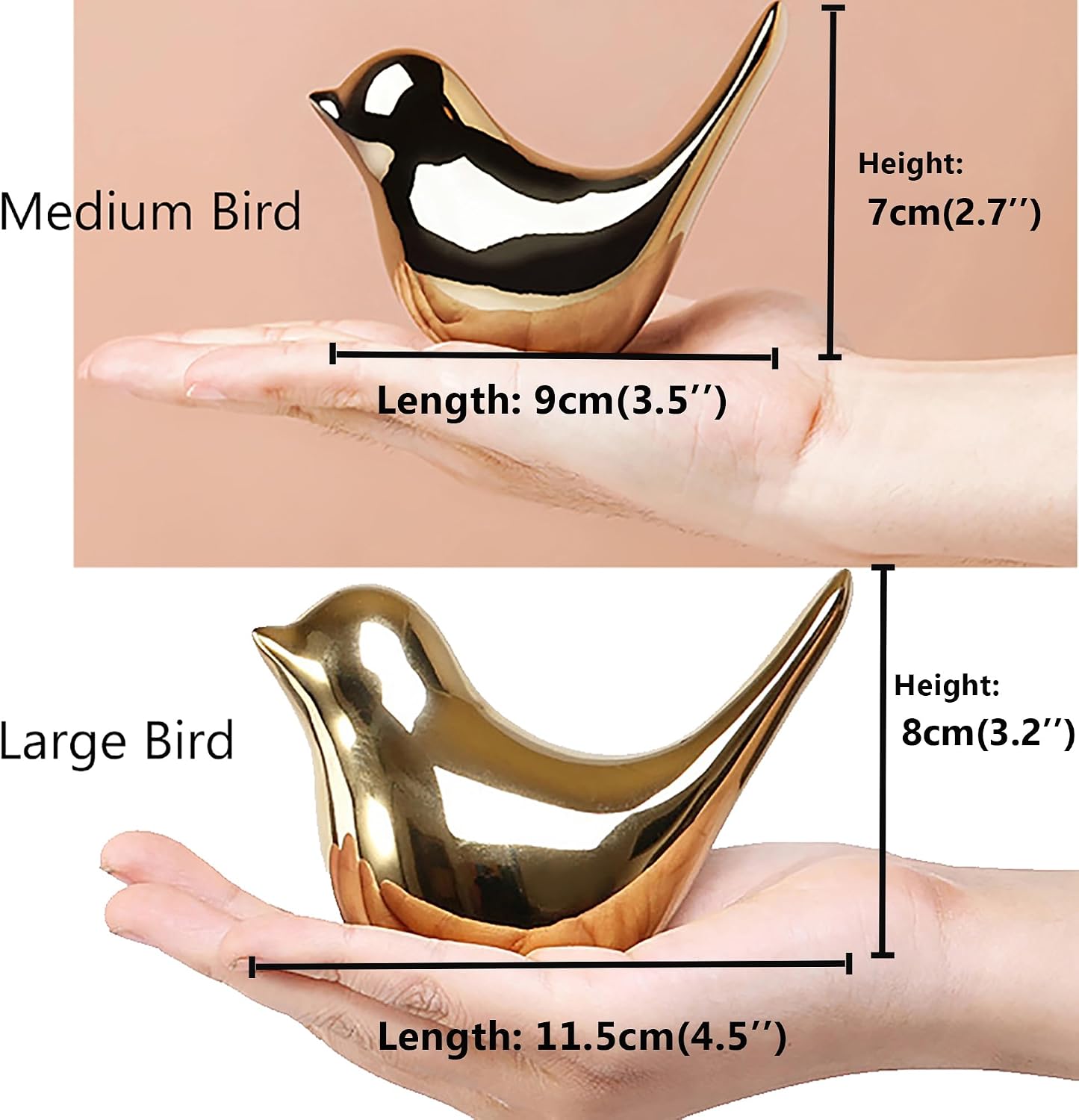 Small Birds Statues Home Decor Modern Style Figurine Decorative / Medium & Large / Golden / Gold