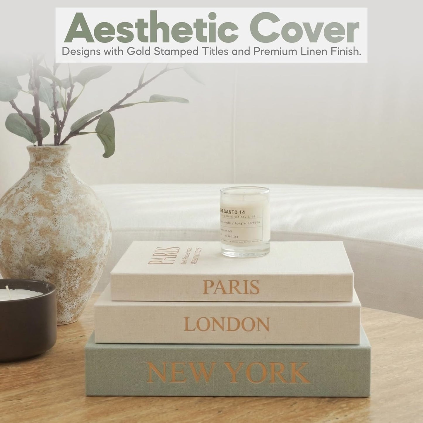 Faux Book Storage Box -Green/Beige/Beige-Decorative Faux / Green-cream-cream / Modern / Set of 3
