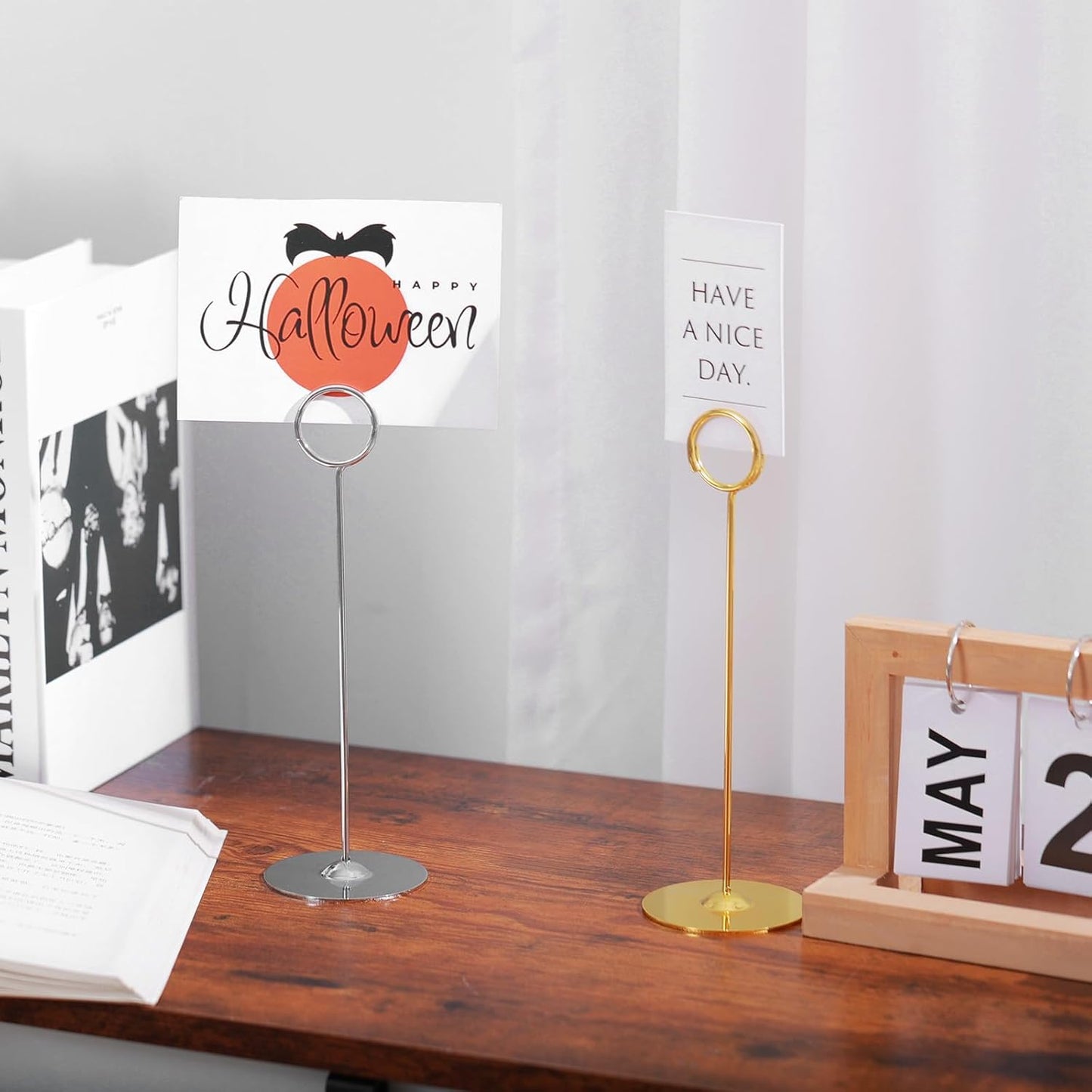 Urban Deco 16 Pieces Table Card Holder 8 inches Table Number Holders Place Steel Card Holders for Photos, Food Signs