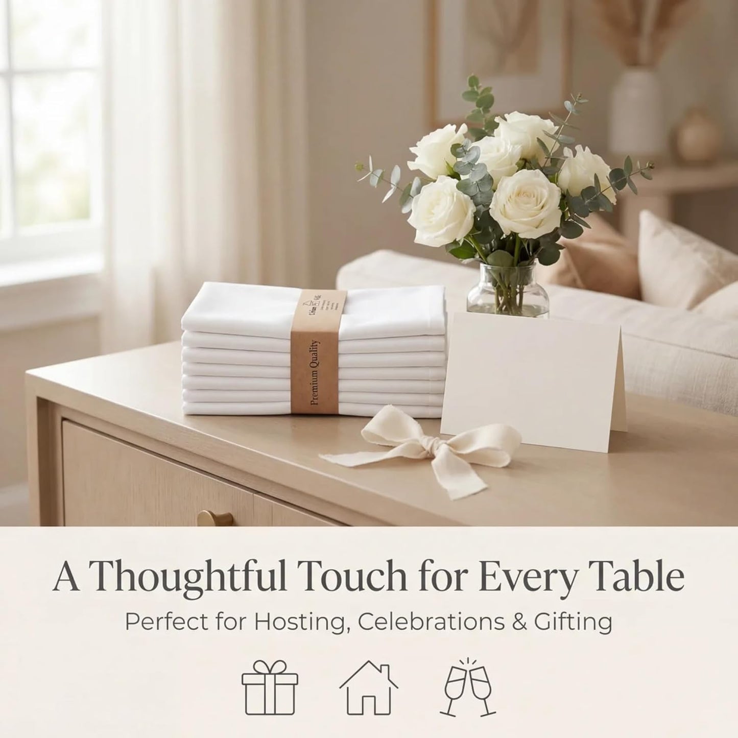 Urban Villa Cloth Napkins Cotton 20x20 (Set of 12) White