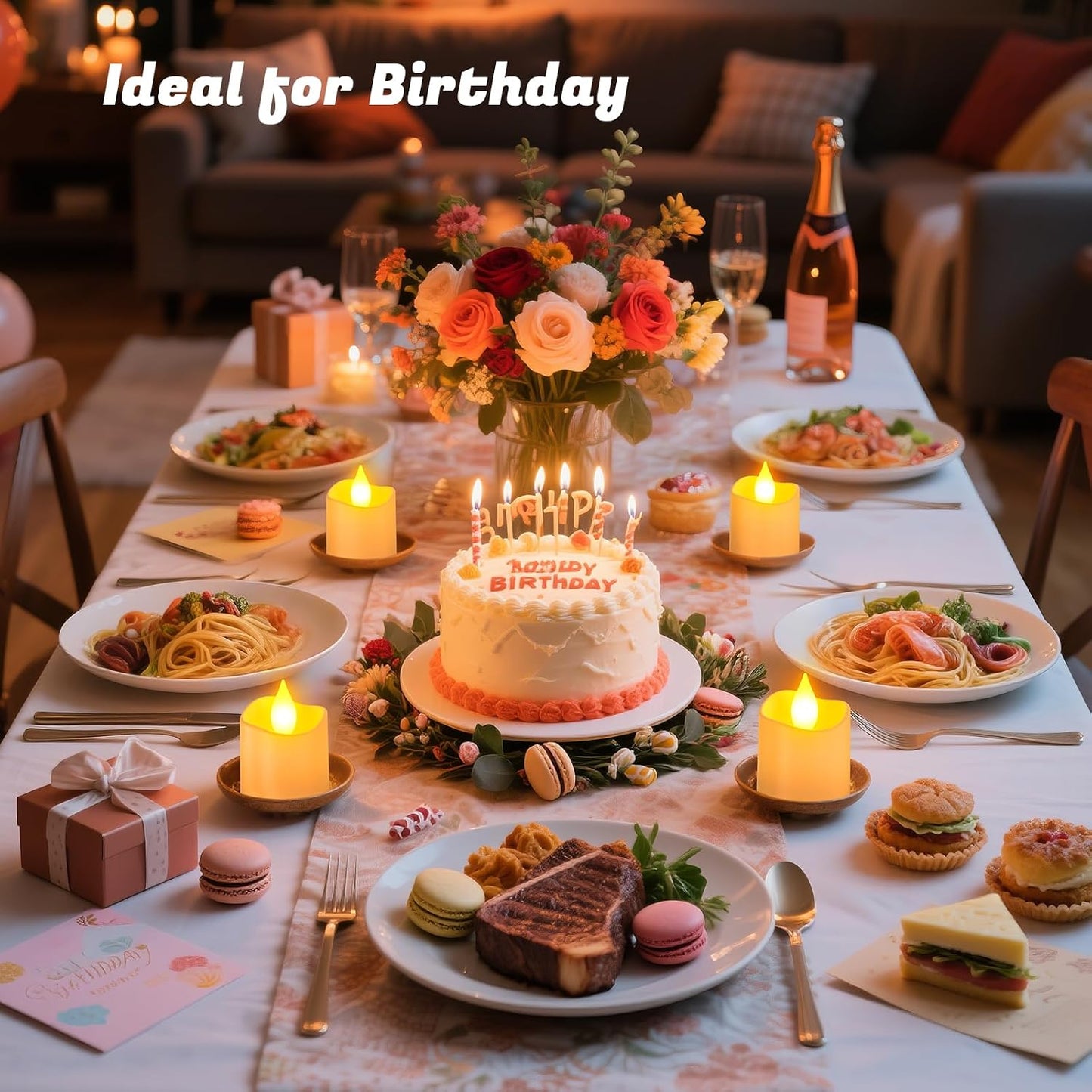 PChero Rechargeable Flameless Candles with Remote Timer & Charging Base | 12 Pack Votive Candles Battery Operated Tea