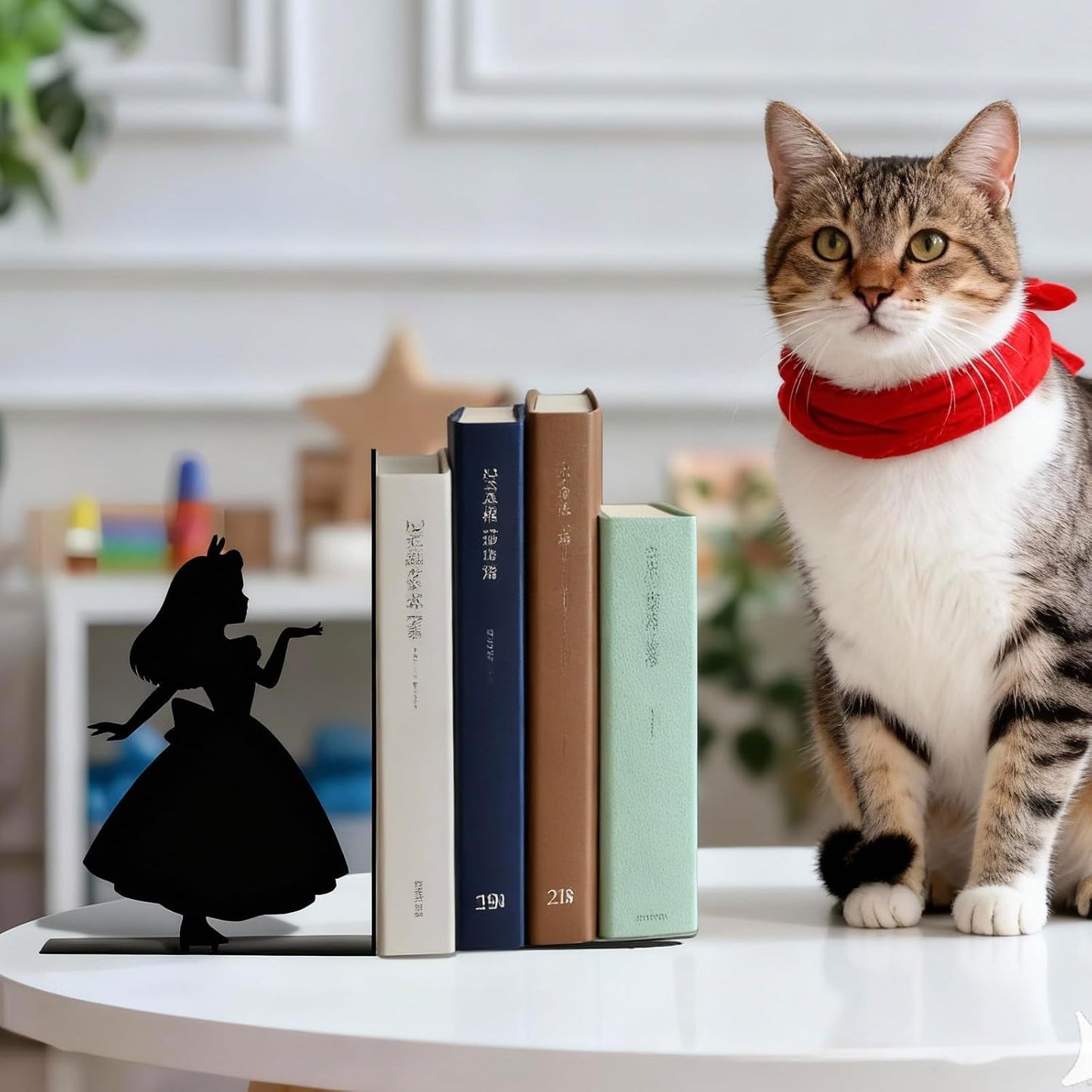 Decorative Bookends Metal Stopper Shelves Nursery Office Library Bedroom for Book
