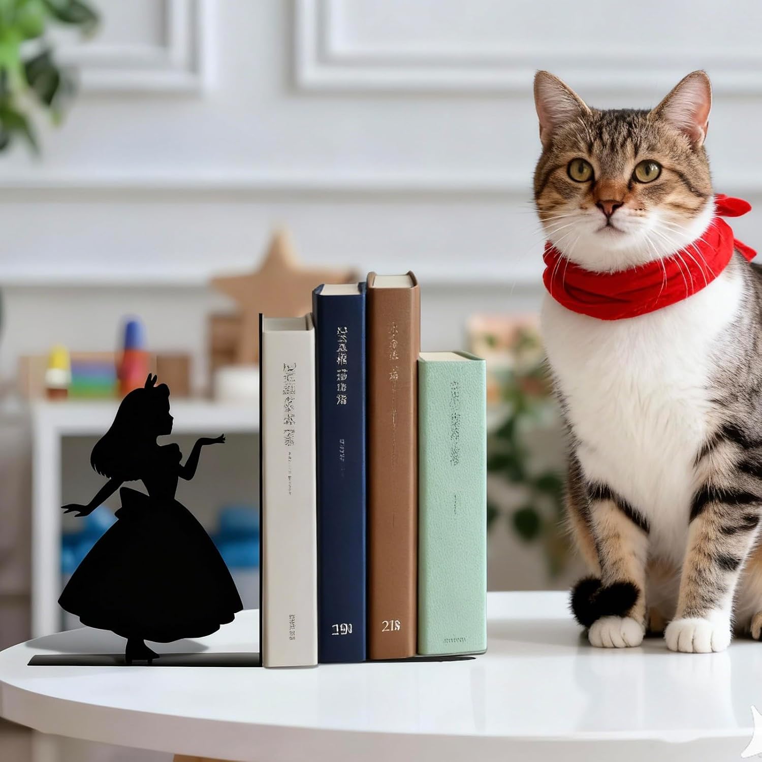 Decorative Bookends Metal Stopper Shelves Nursery Office Library Bedroom for Book