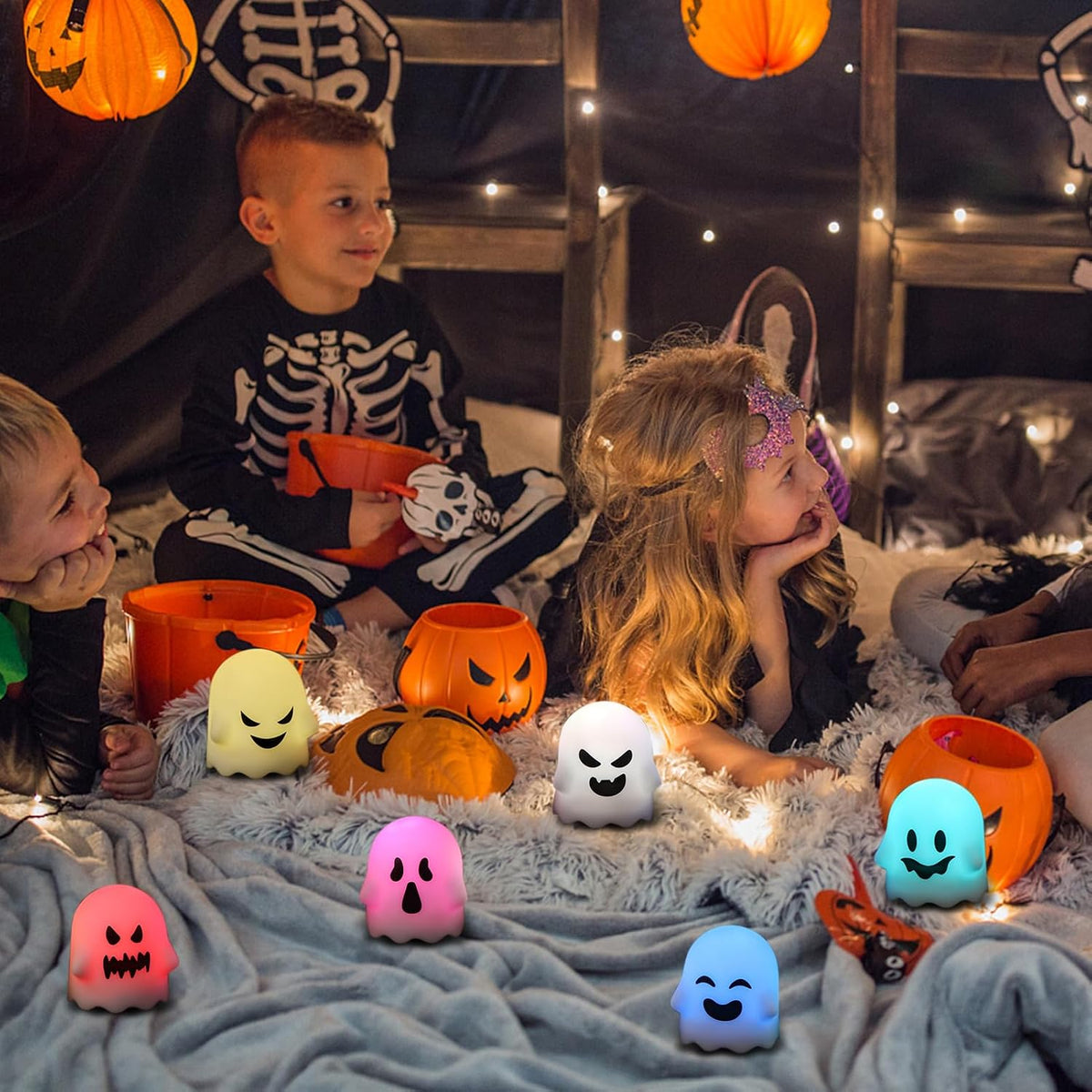 Halloween Ghost Flameless Candles Color Changing with Remote Timer | Battery Operated LED Votive Candle, 400 Hours Long