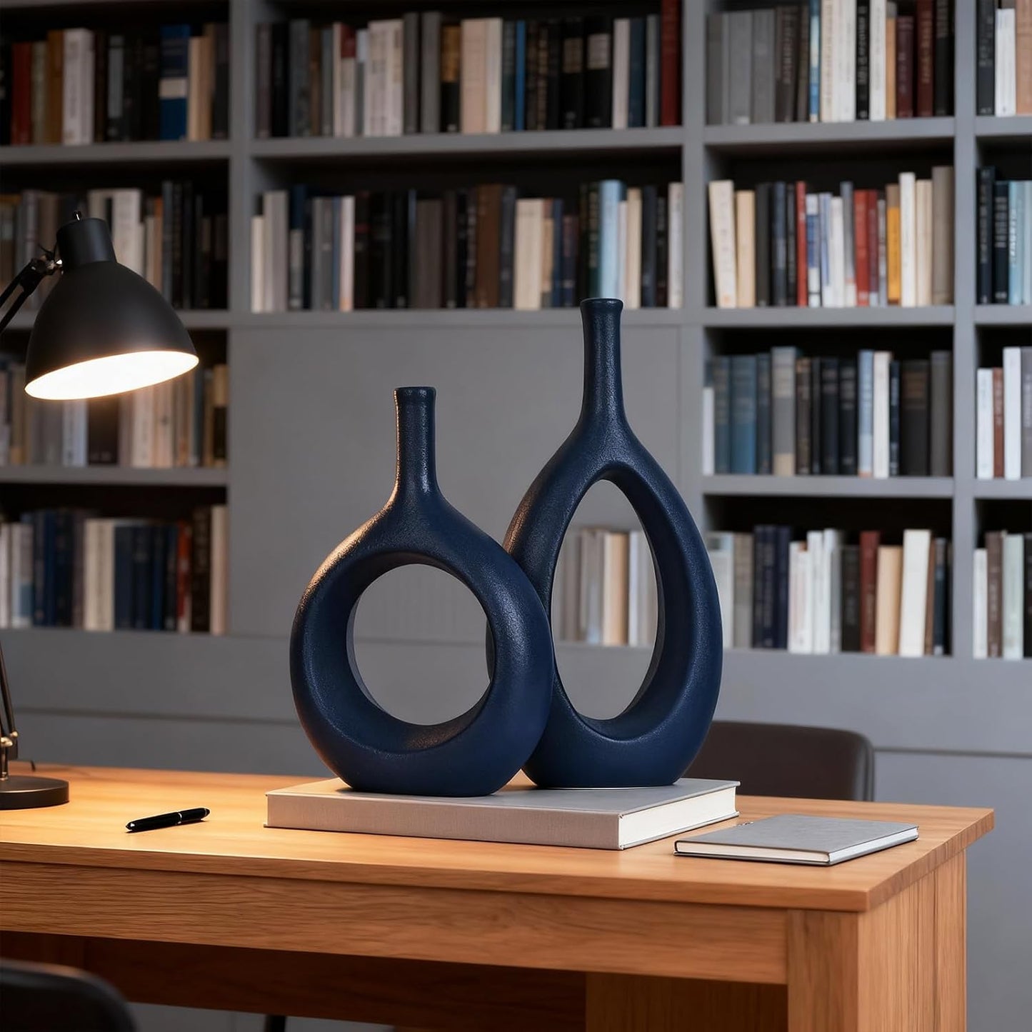 Boho Circle Vase / Navy Blue / Set of 2