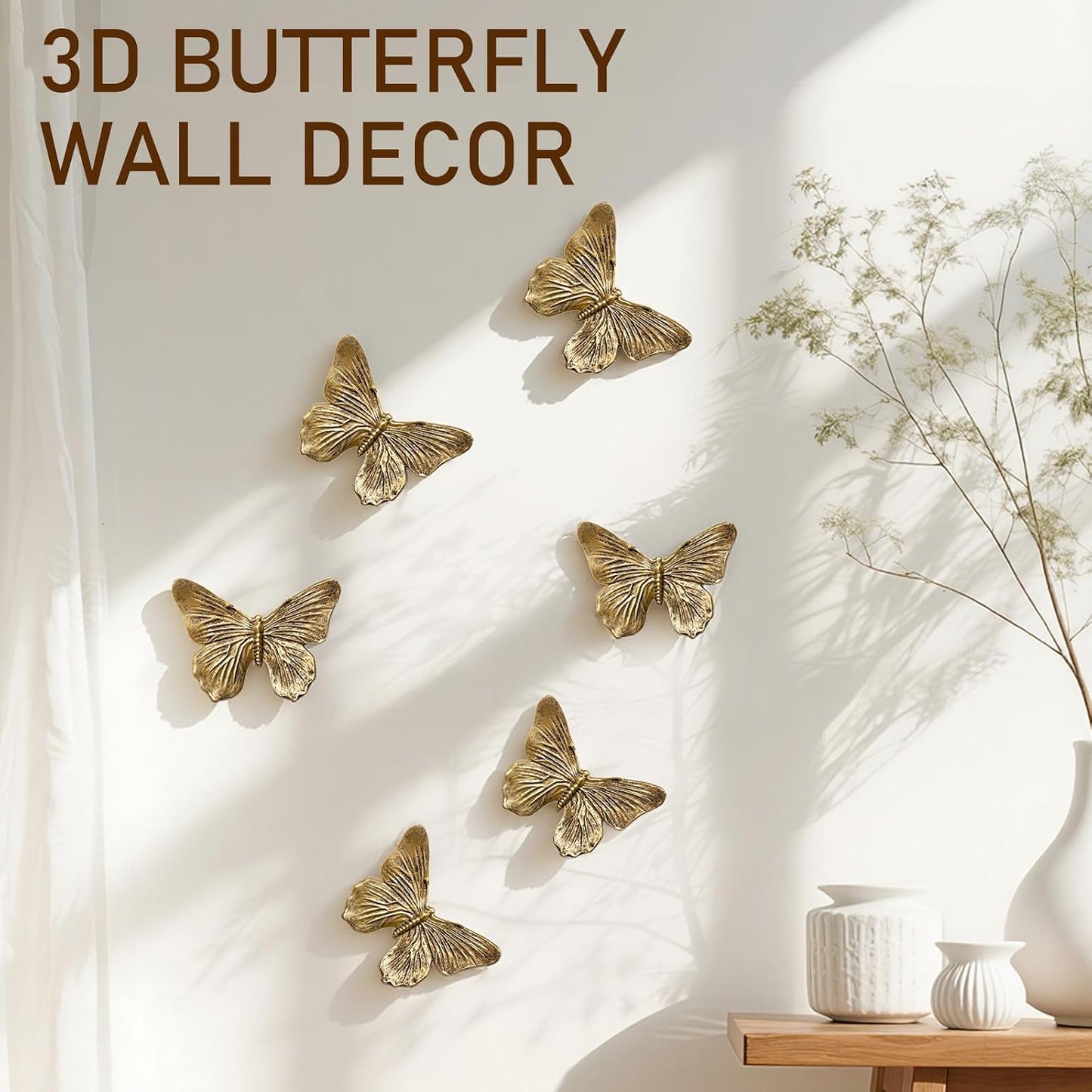 3D Butterfly Wall Decor Set / Copper / Set of 6