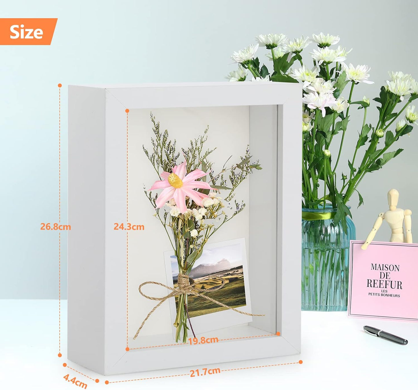 2pcs 8x10 Shadow Box Frame, 3D Picture Frame Display Cas with Real Transparent Glass for Photos, Memorabilia, Crafts