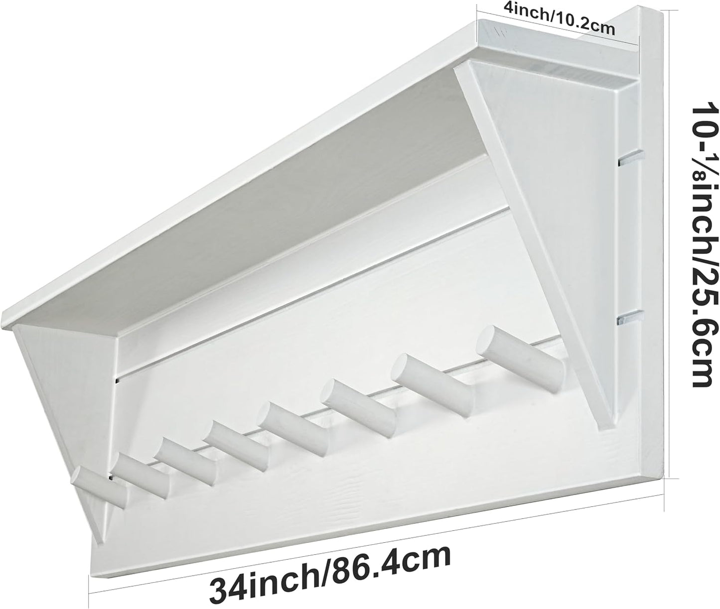 WEBI Coat Rack Wall Mount with Shelf,8 Peg Hooks,34" Long Entryway Wall Shelf with Hooks Underneath for Hanging