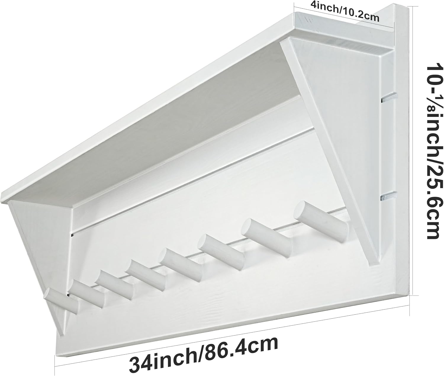 WEBI Coat Rack Wall Mount with Shelf,8 Peg Hooks,34" Long Entryway Wall Shelf with Hooks Underneath for Hanging