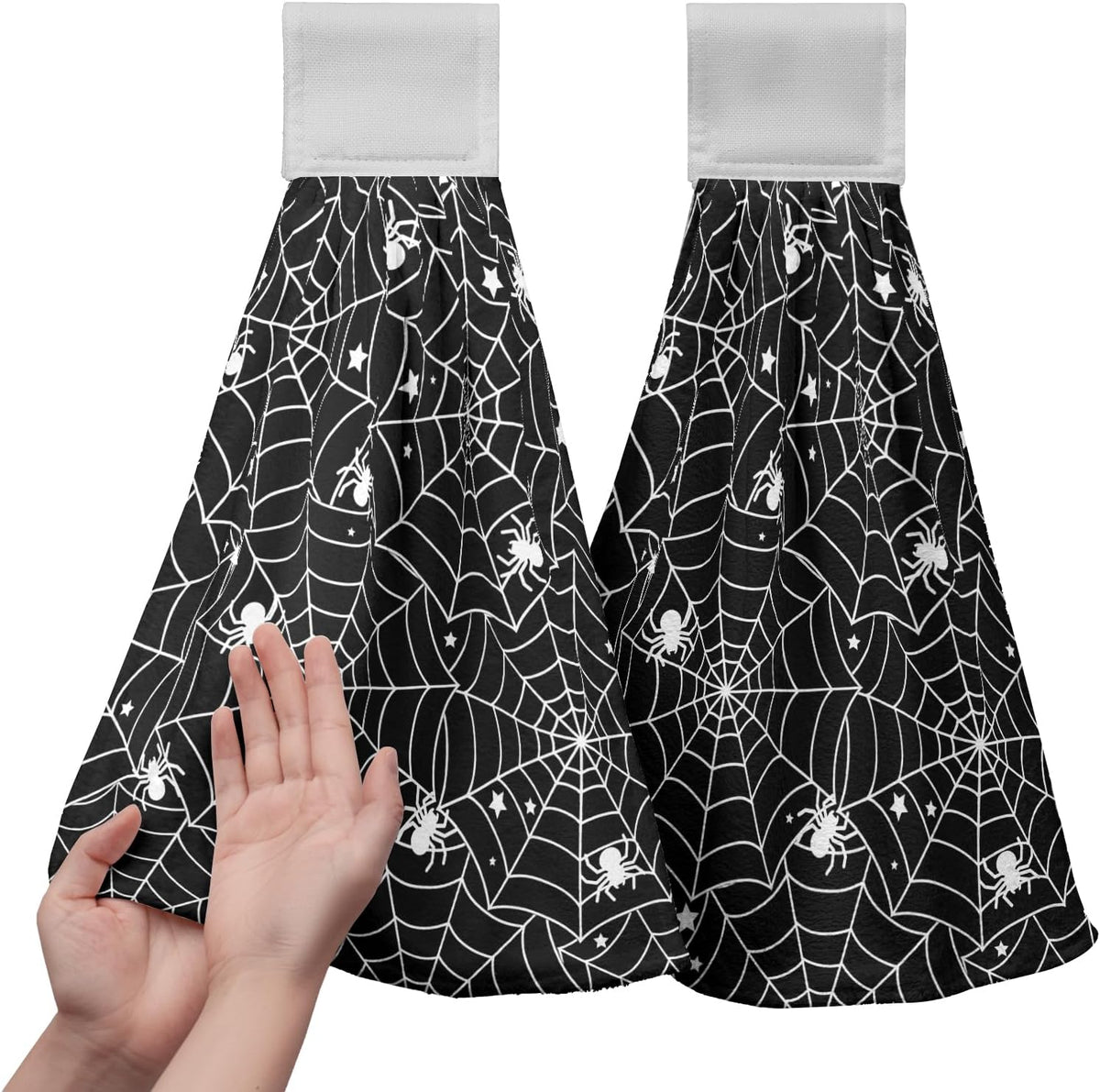 Artoid Mode Orange Cat Ghost Halloween Kitchen Towels Set of 2 18x26 Inch