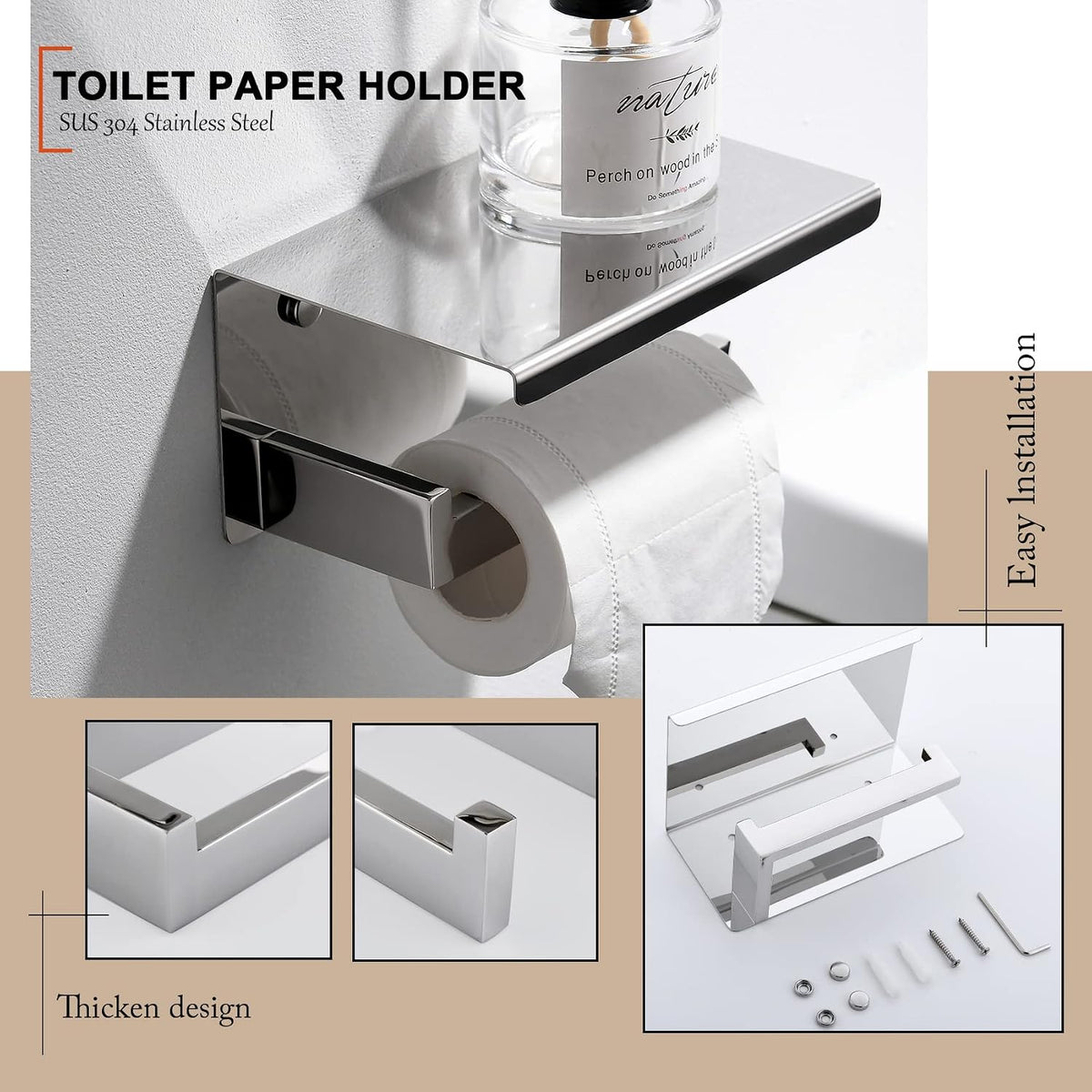 4-Piece Bathroom Hardware Set Chrome Bath Towel Bar Holder Sets Wall Mounted Stainless Steel Square Bathroom Accessory