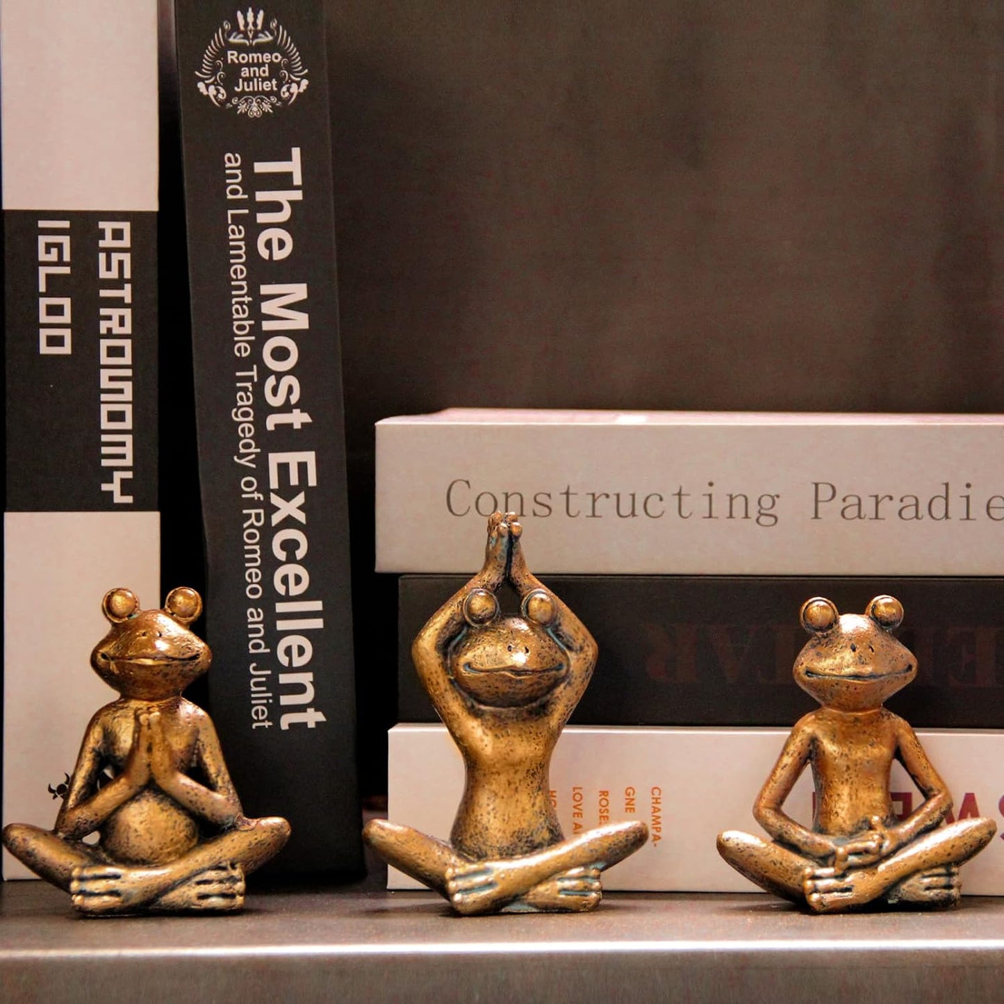 Figurines / 3-Piece Yoga Decor Set / Frog / Bronze