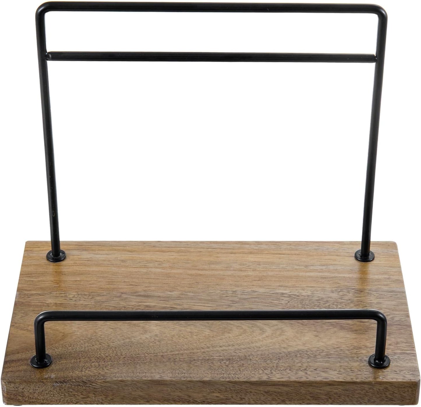 MyGift Acacia Wood Cookbook Stand, Black Metal Recipe Book Holder | Premium acacia wood and sturdy metal support