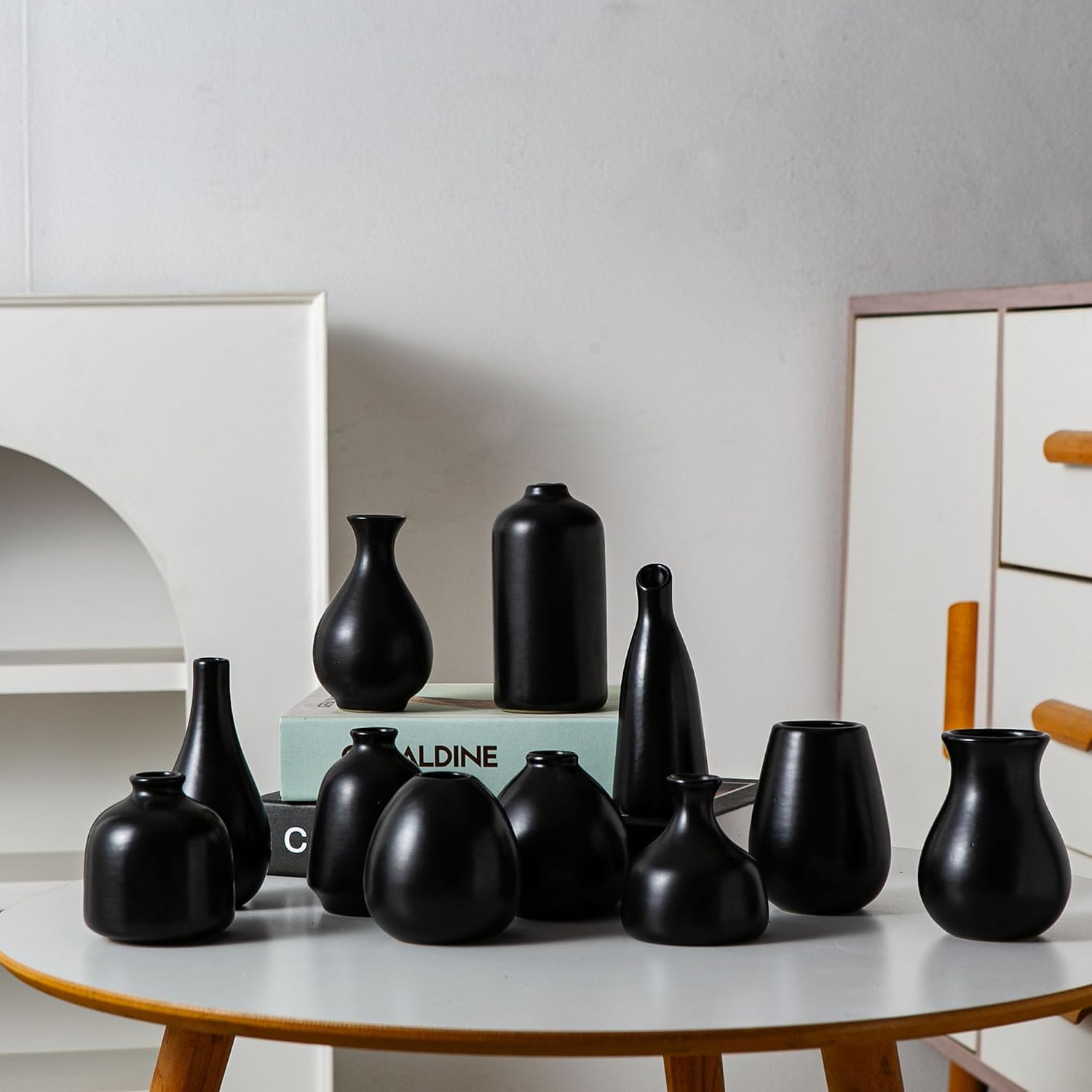 Ceramic Bud Vase / Black / Set of 11