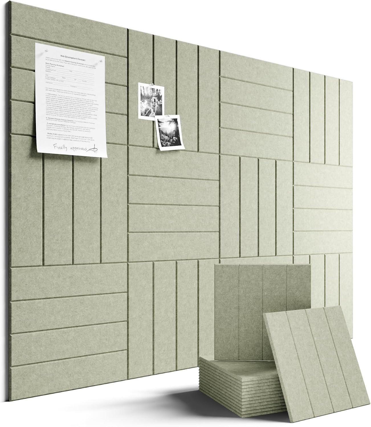 Fluxynara Felt Bulletin Board & Cork Board Alternative, Sage