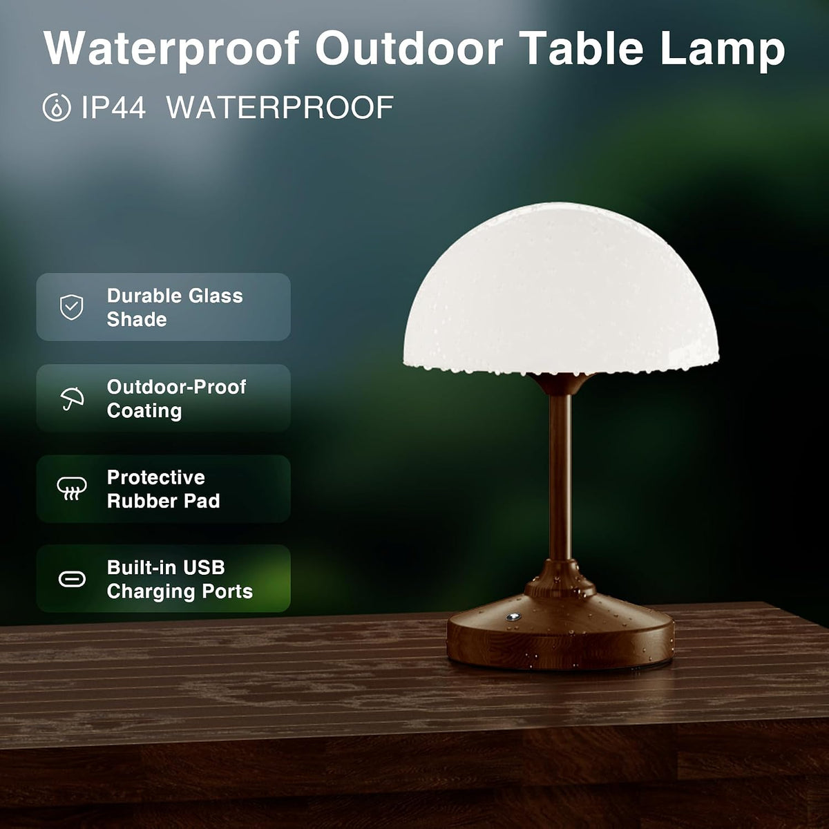 Mushroom Lamp Cordless Lamp Table Lamp,Outdoor Waterproof Shower Lamps,5000mAh Rechargeble Battery Operated Dimmable