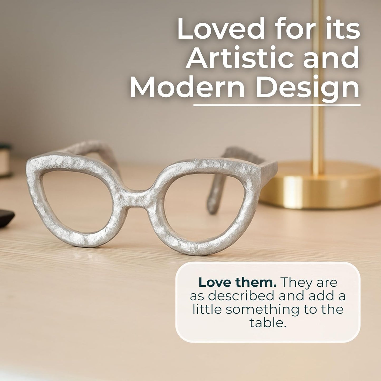 Aluminum Sculpture Modern Home Decor Ornament / Silver Cateye / 3" H