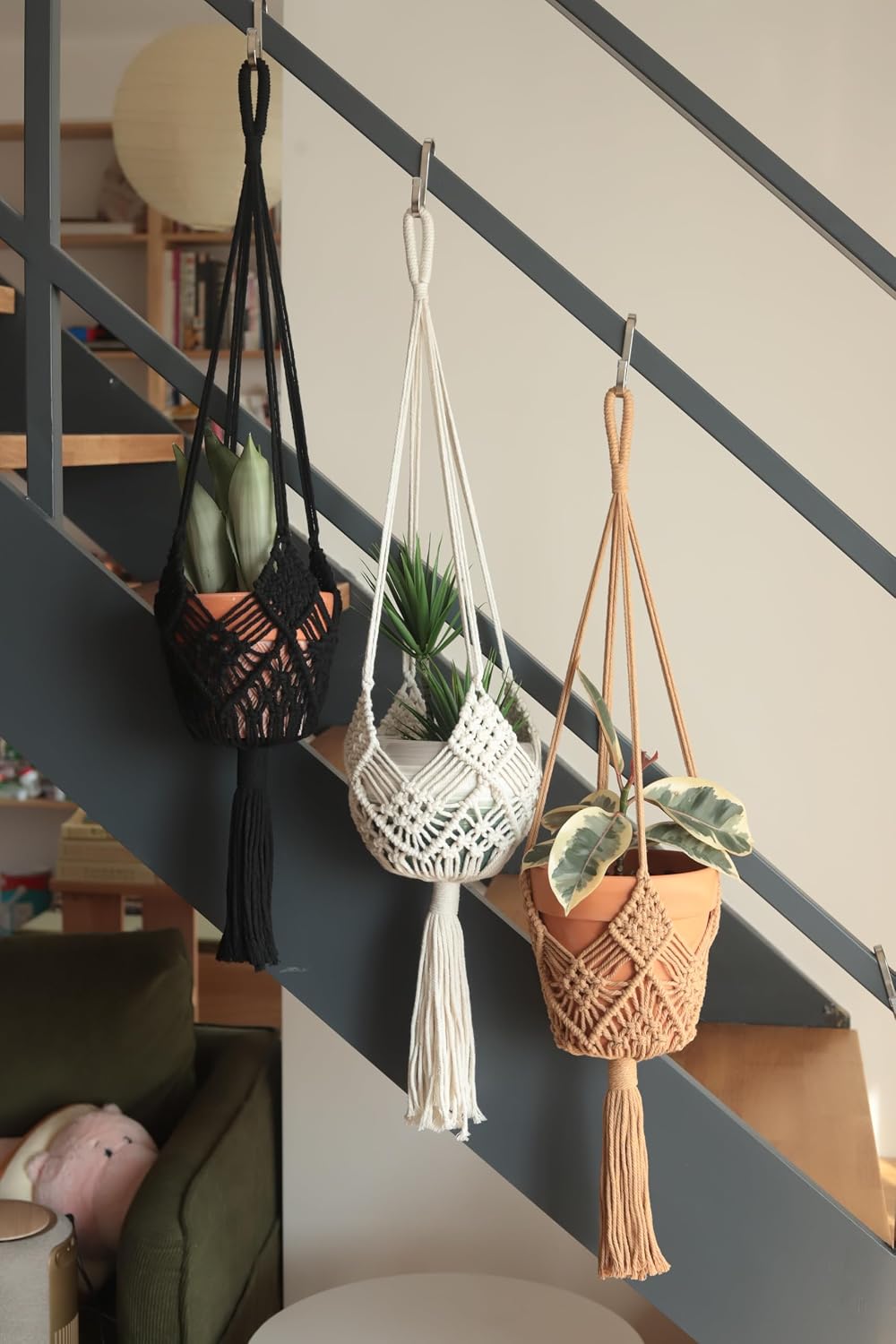 4Packs Macrame Plant Hangers Indoor Macrame for up to Pot Crochet Boho Plant / 4colors / 8 Inch