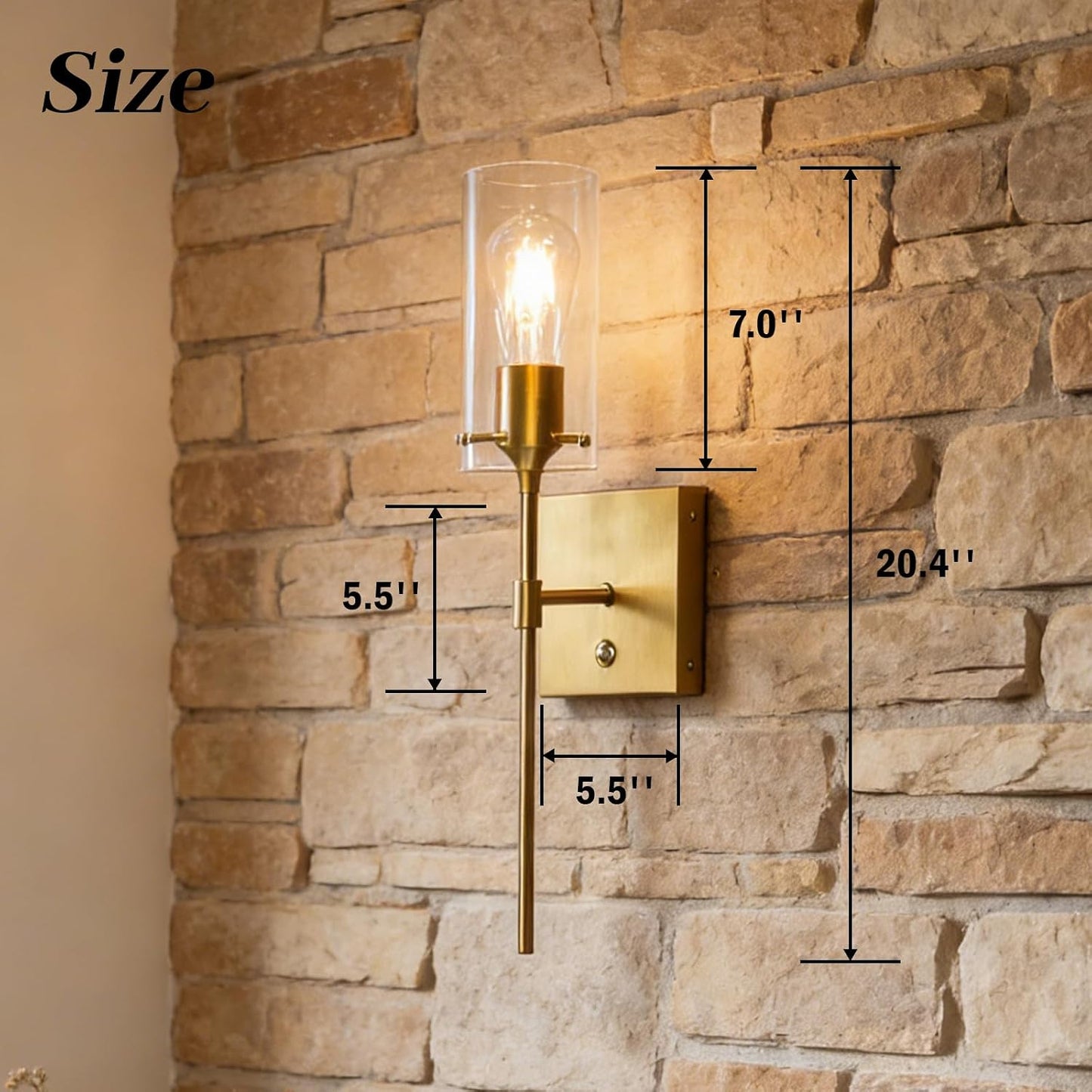 Battery Operated Wall Sconces Set of 2 with Remote Control, Gold | Dimmable 3 Colors, Wireless Rechargeable Wall Lights