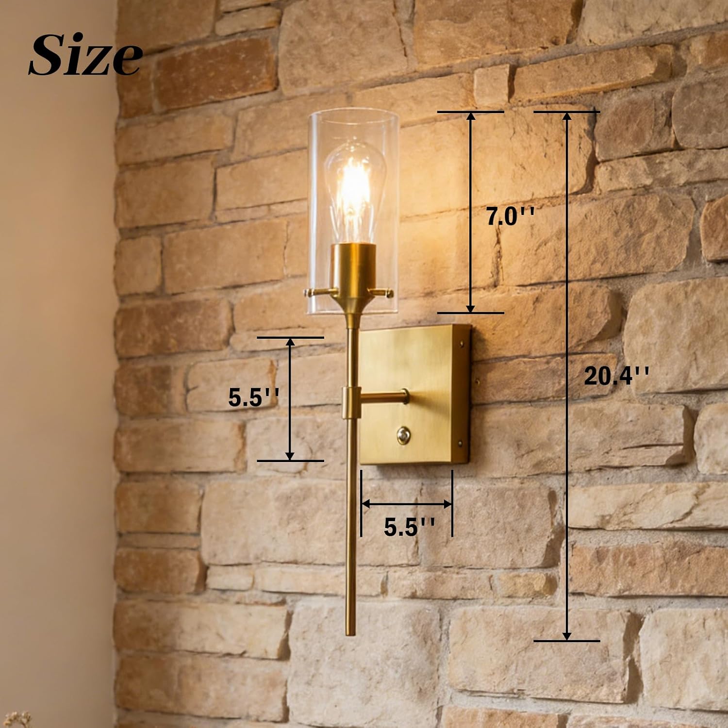 Battery Operated Wall Sconces Set of 2 with Remote Control, Gold | Dimmable 3 Colors, Wireless Rechargeable Wall Lights