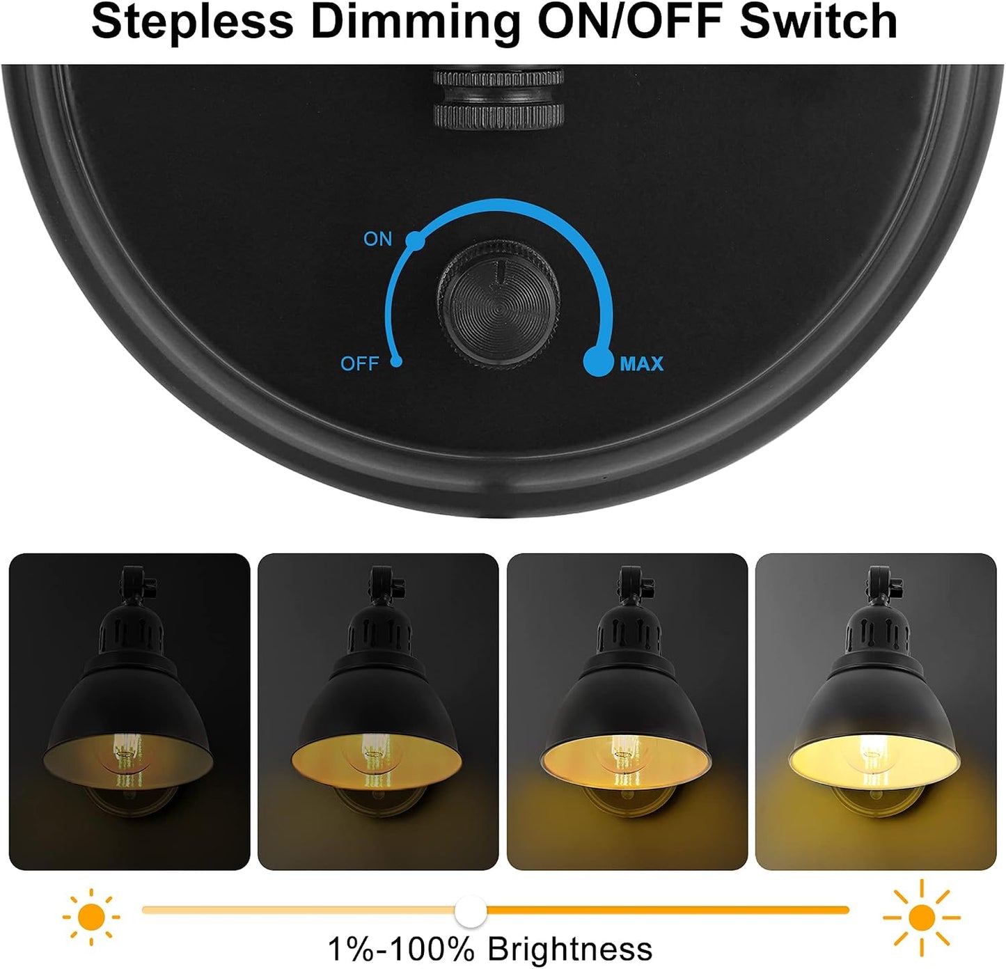 GOODATE Plug in Wall Sconces, Wall Sconce Lighting with Dimmable On Off Switch, Swing Arm Wall Lamp, Black Metal