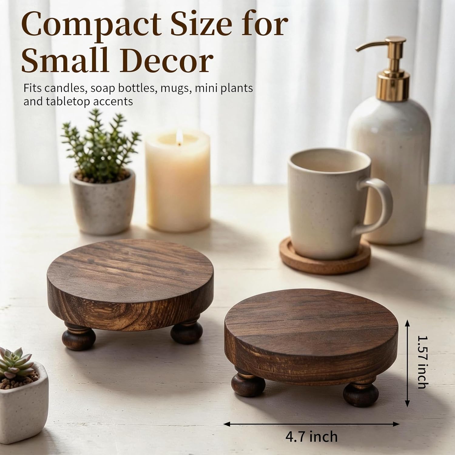 Farmhouse Wood Riser for Display- Rustic Decor Mini Wooden Pedestal Decorative / Brown / Set of 2