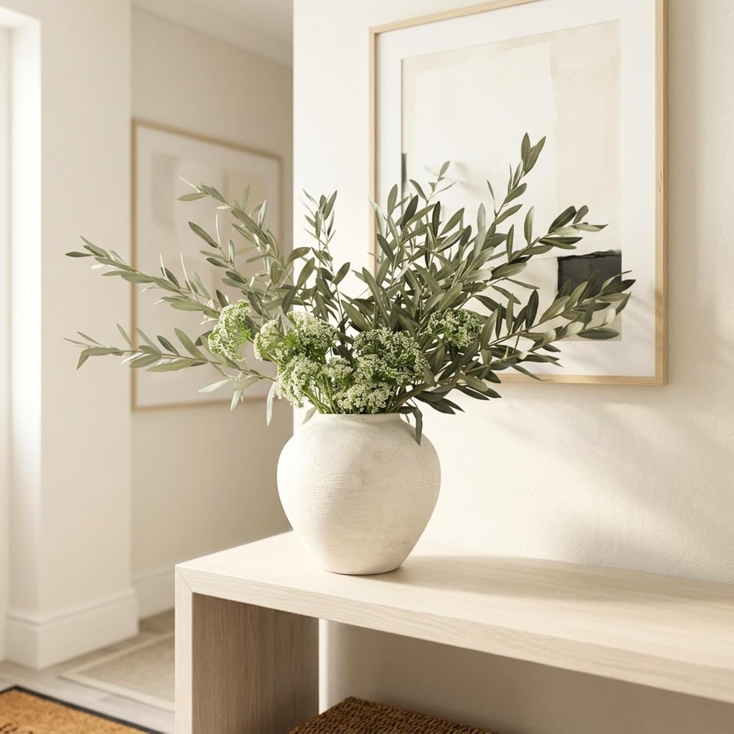 Realistic Artificial Greenery Stems for Vase / Olive & Berry / White