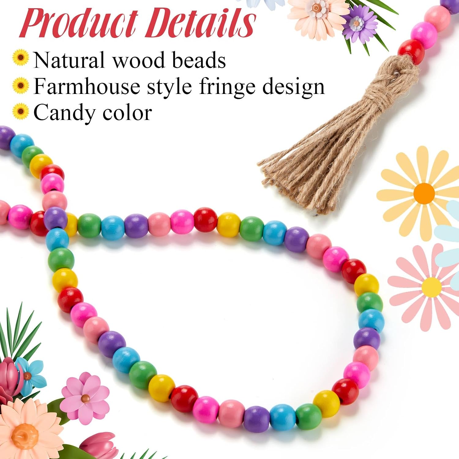 Wooden Bead Garland / Candy Colors